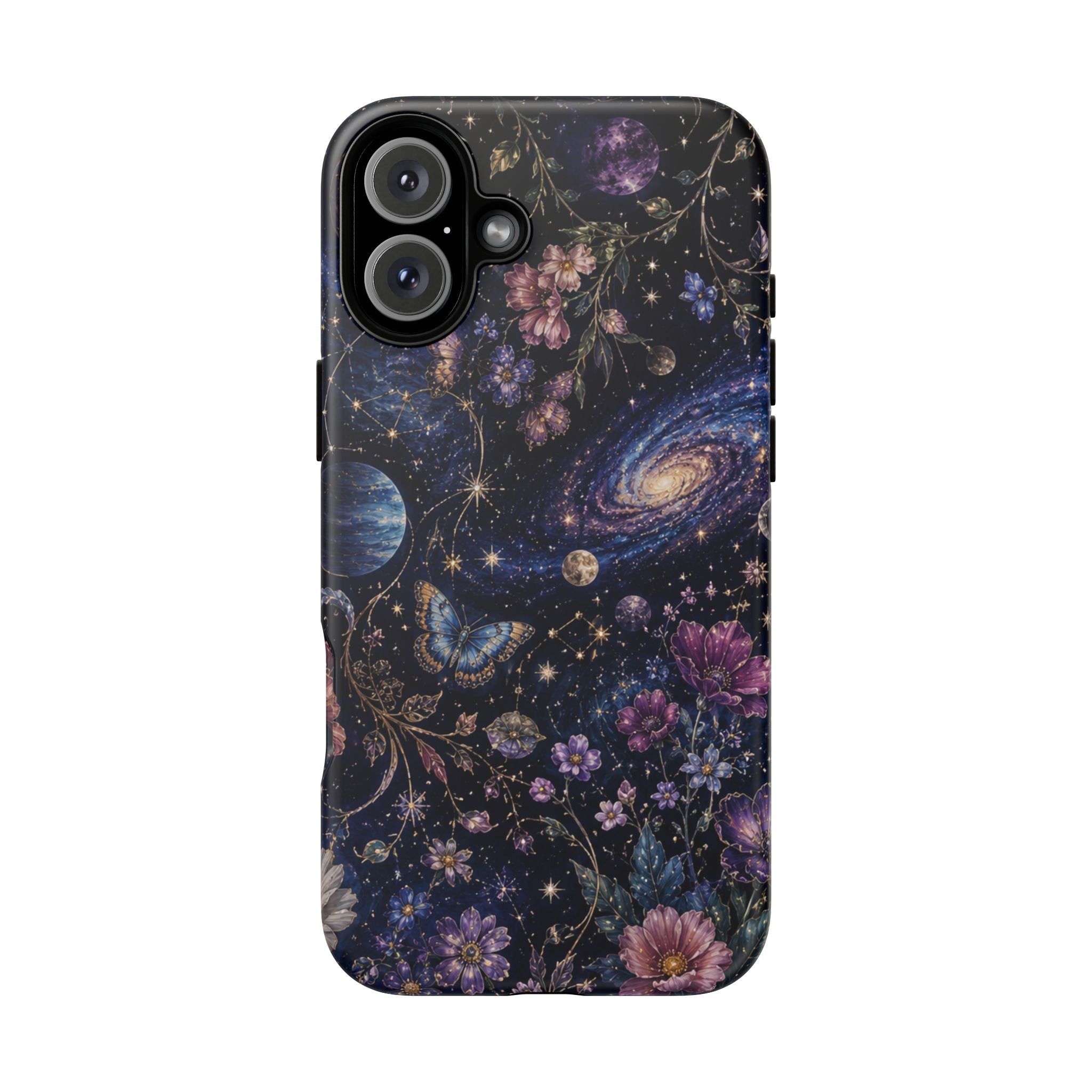 Cosmic Garden Tough Phone Case — Floral Galaxy Phone Protective Cover