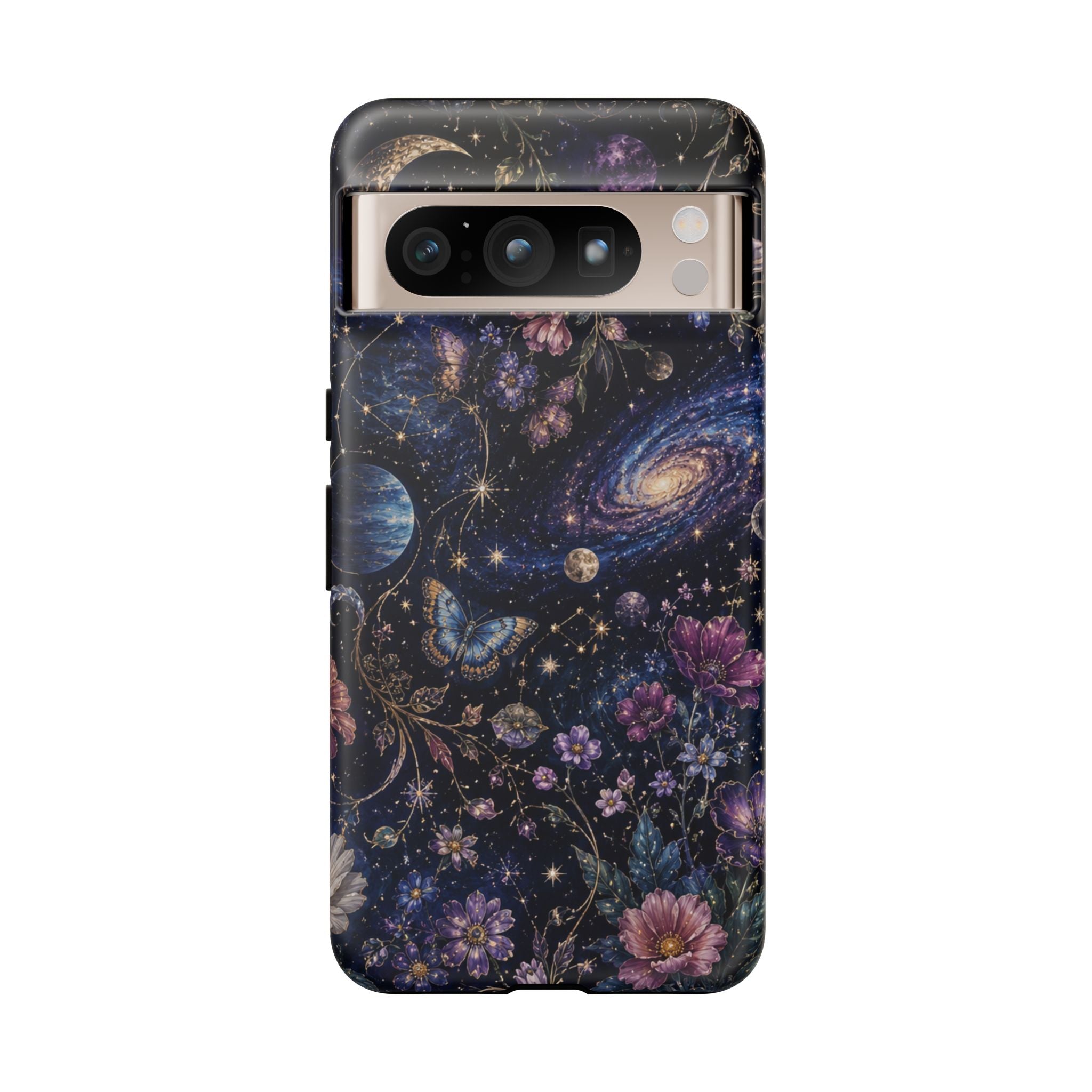 Cosmic Garden Tough Phone Case — Floral Galaxy Phone Protective Cover