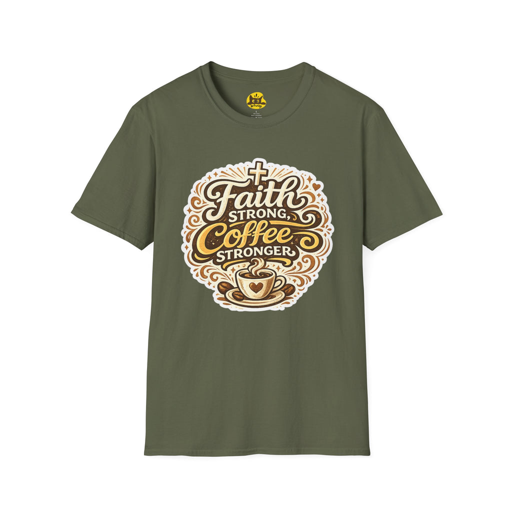 Faith Strong, Coffee Stronger T-Shirt | Faith Inspired Gift Tee