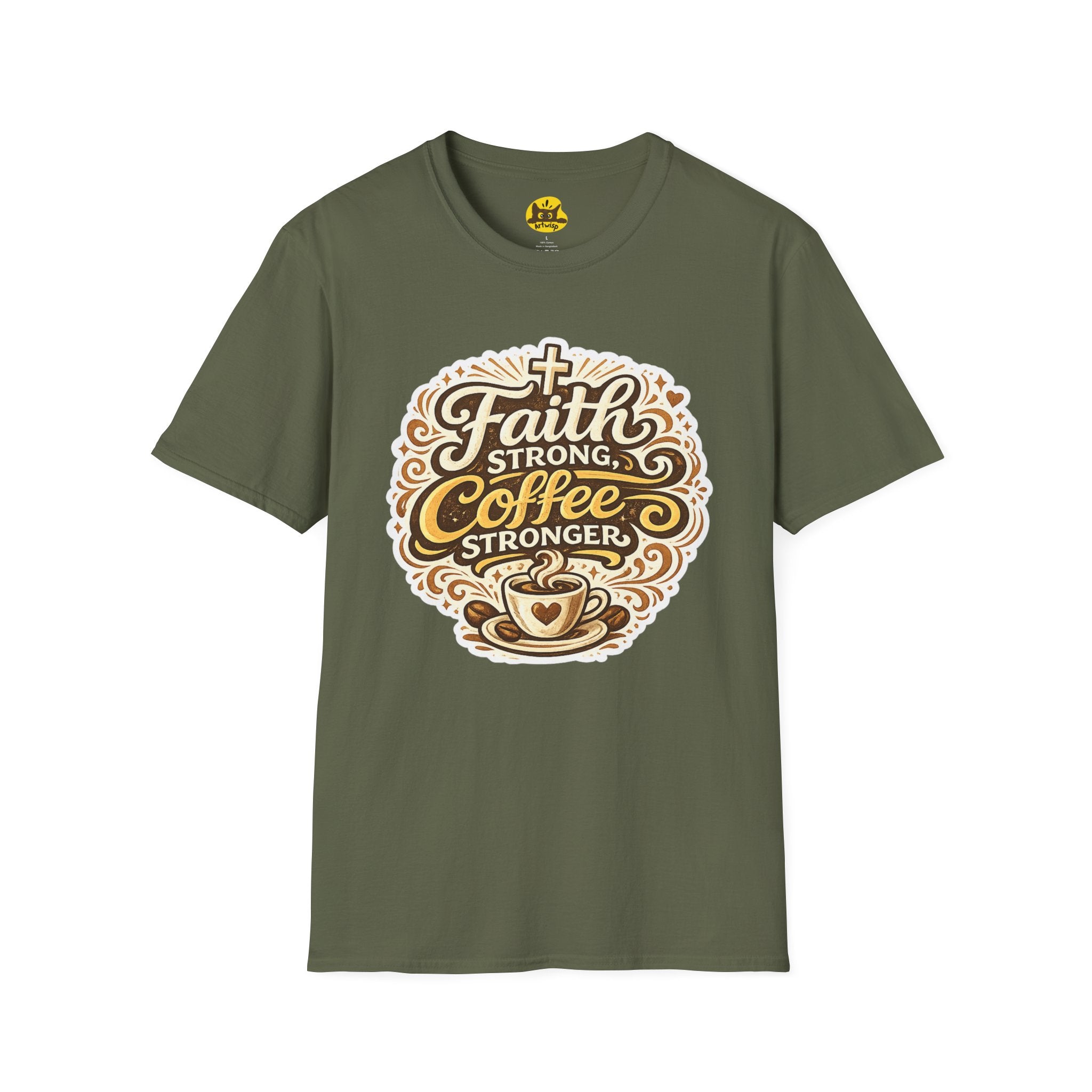 Faith Strong, Coffee Stronger T-Shirt | Faith Inspired Gift Tee