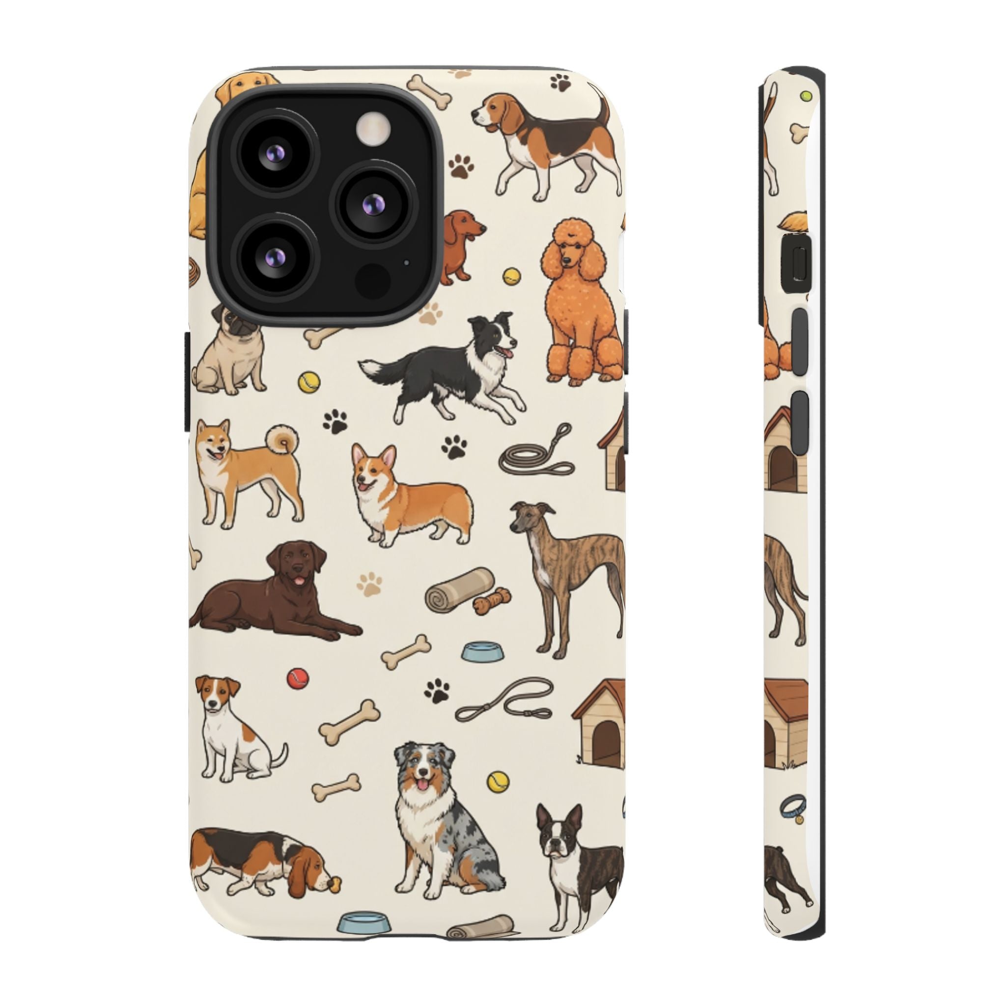 Dog Pattern Tough Phone Case — Cute Breed Collage Protective Cover