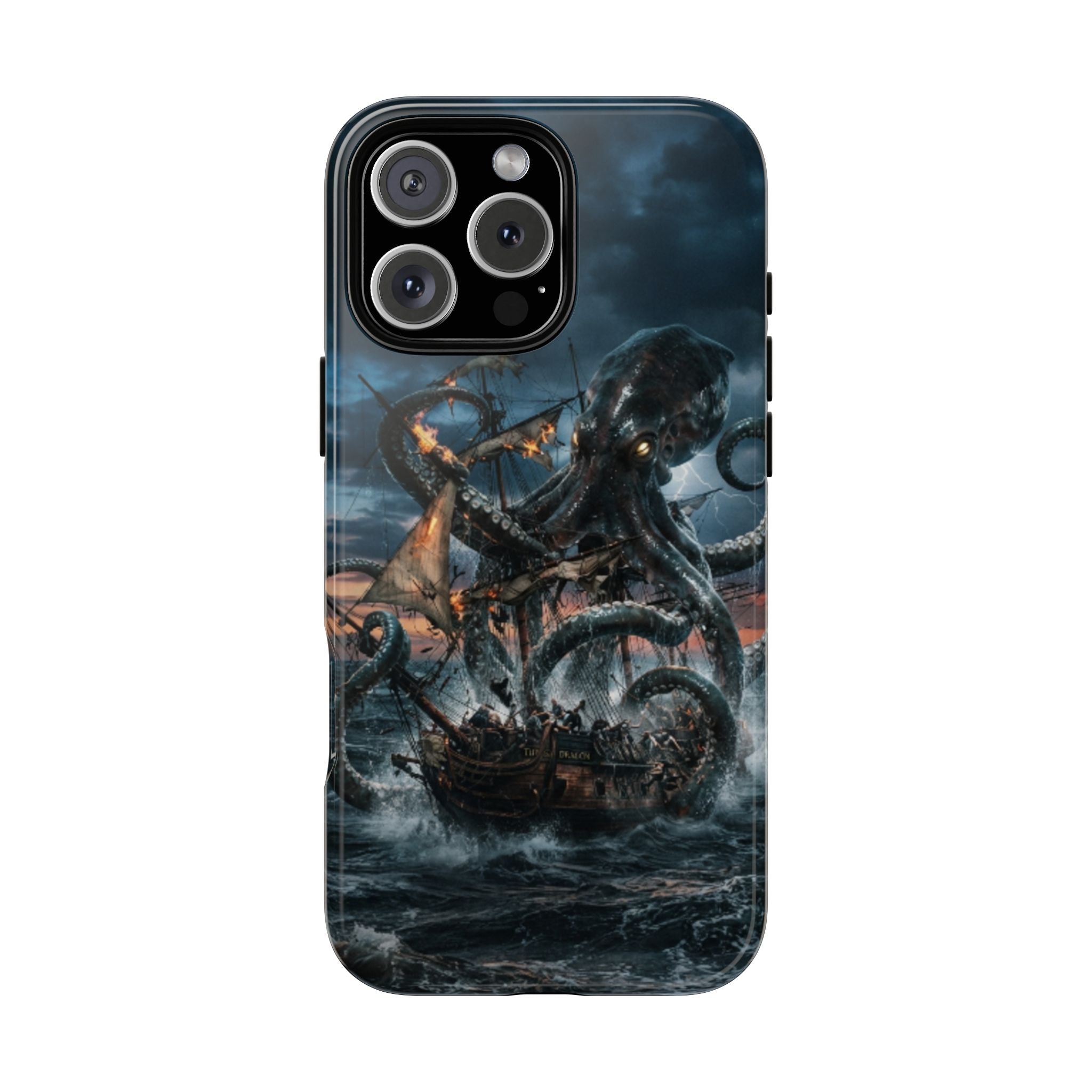 Kraken Sea Battle Phone Case — Ocean Monster Shipwreck Design