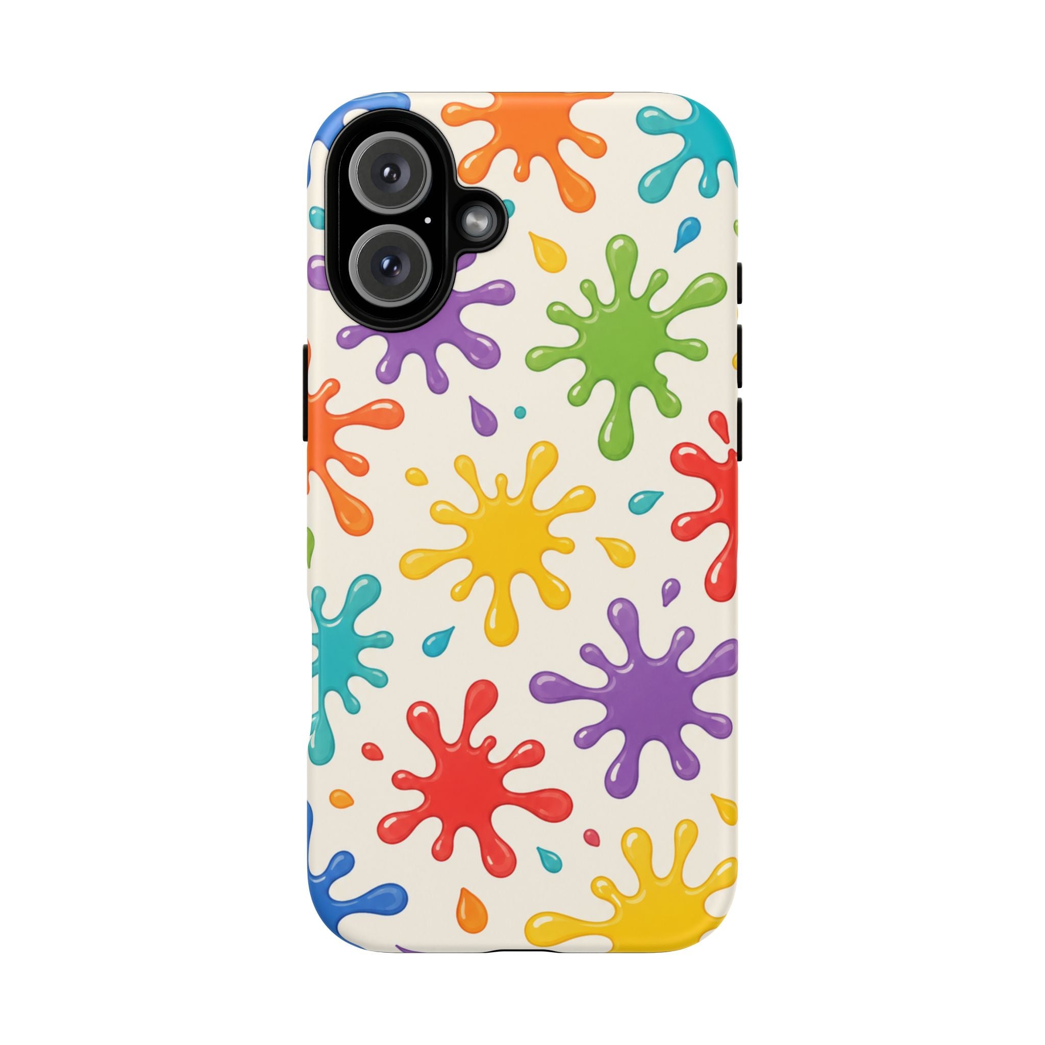 Colorful Paint Splat Phone Case — Protective Tough Case with Bright Rainbow Splatter Design
