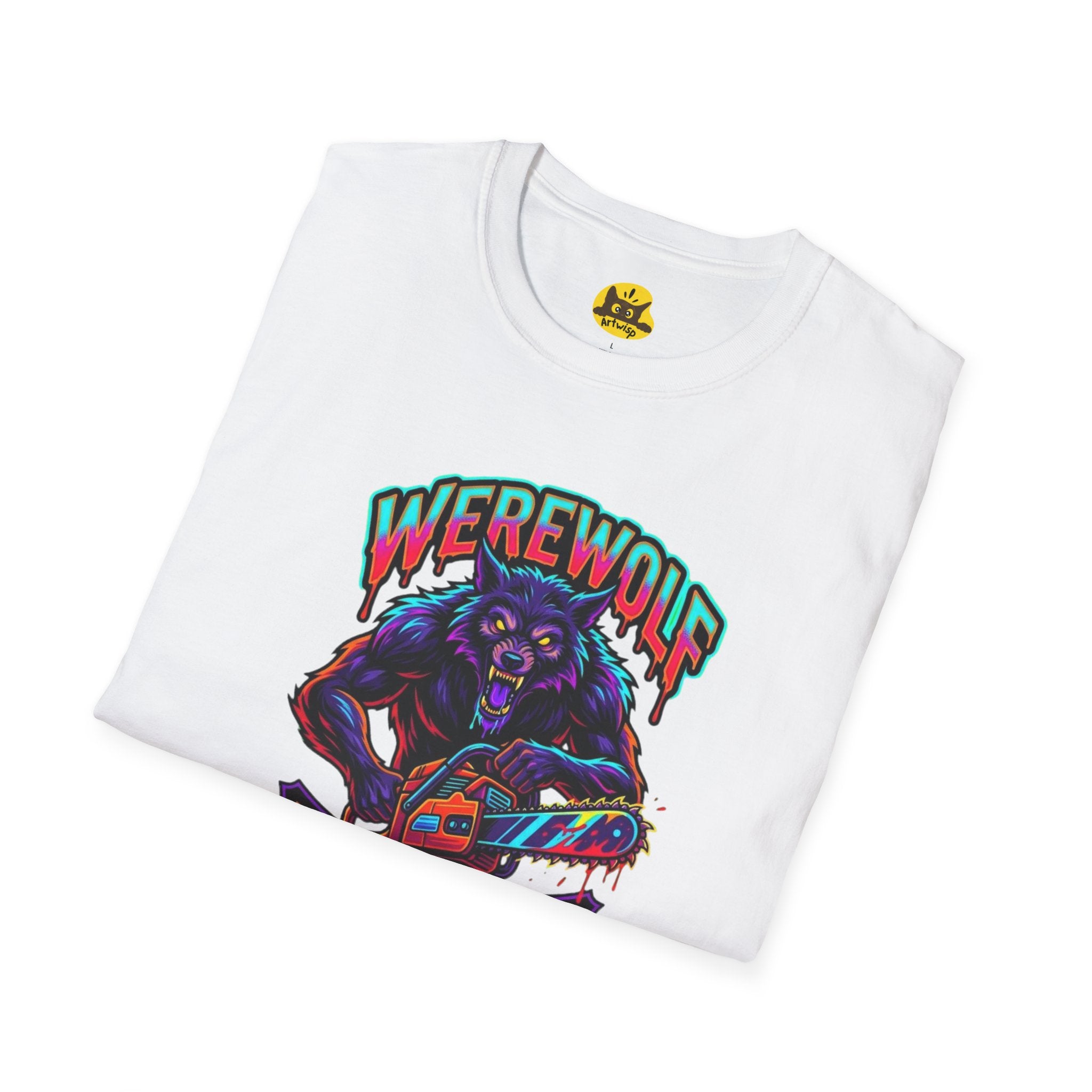 Werewolf T-Shirt — "Werewolf with a Chainsaw" Retro Horror Graphic Tee