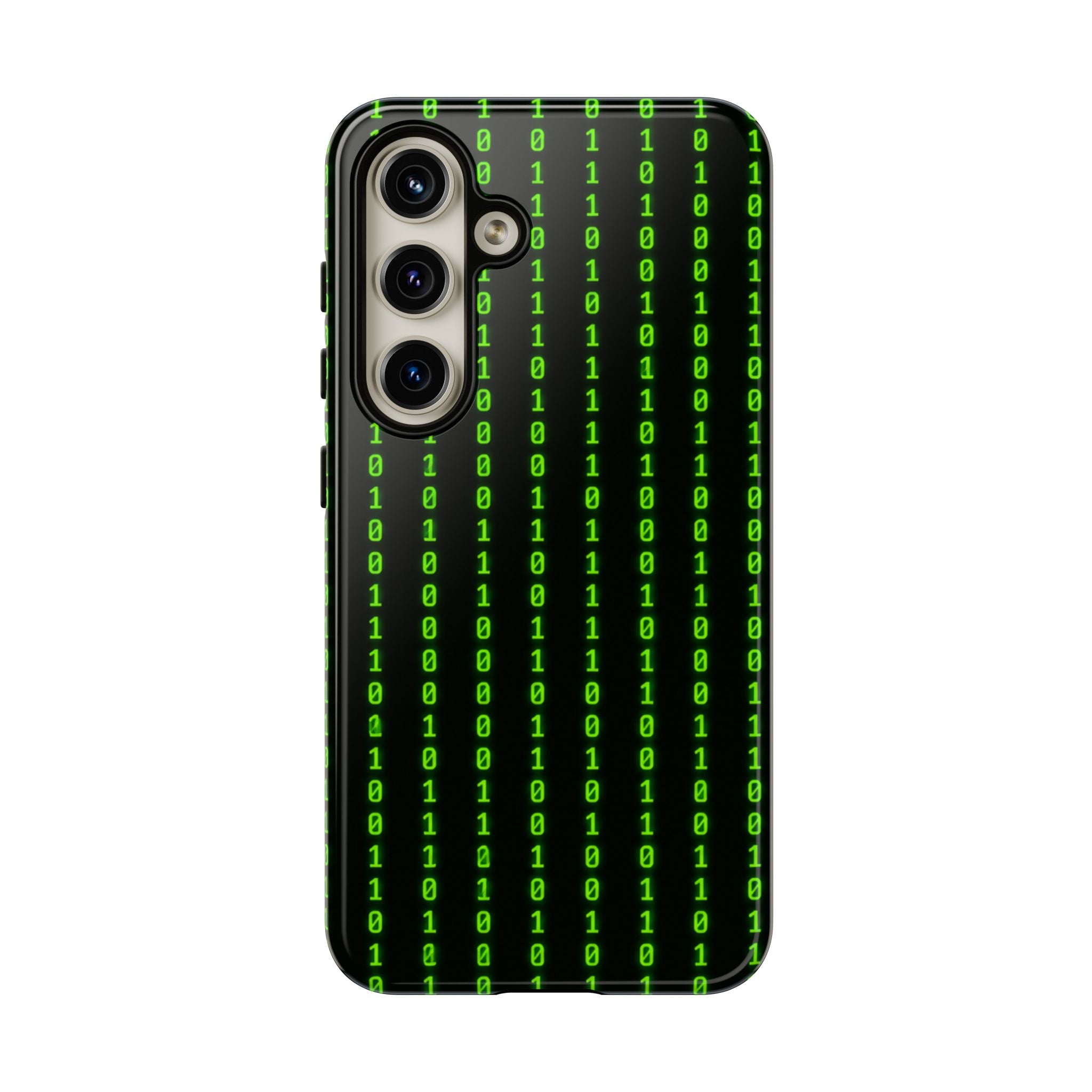 Coder Phone Case — Matrix Binary Code Green on Black Tough Case