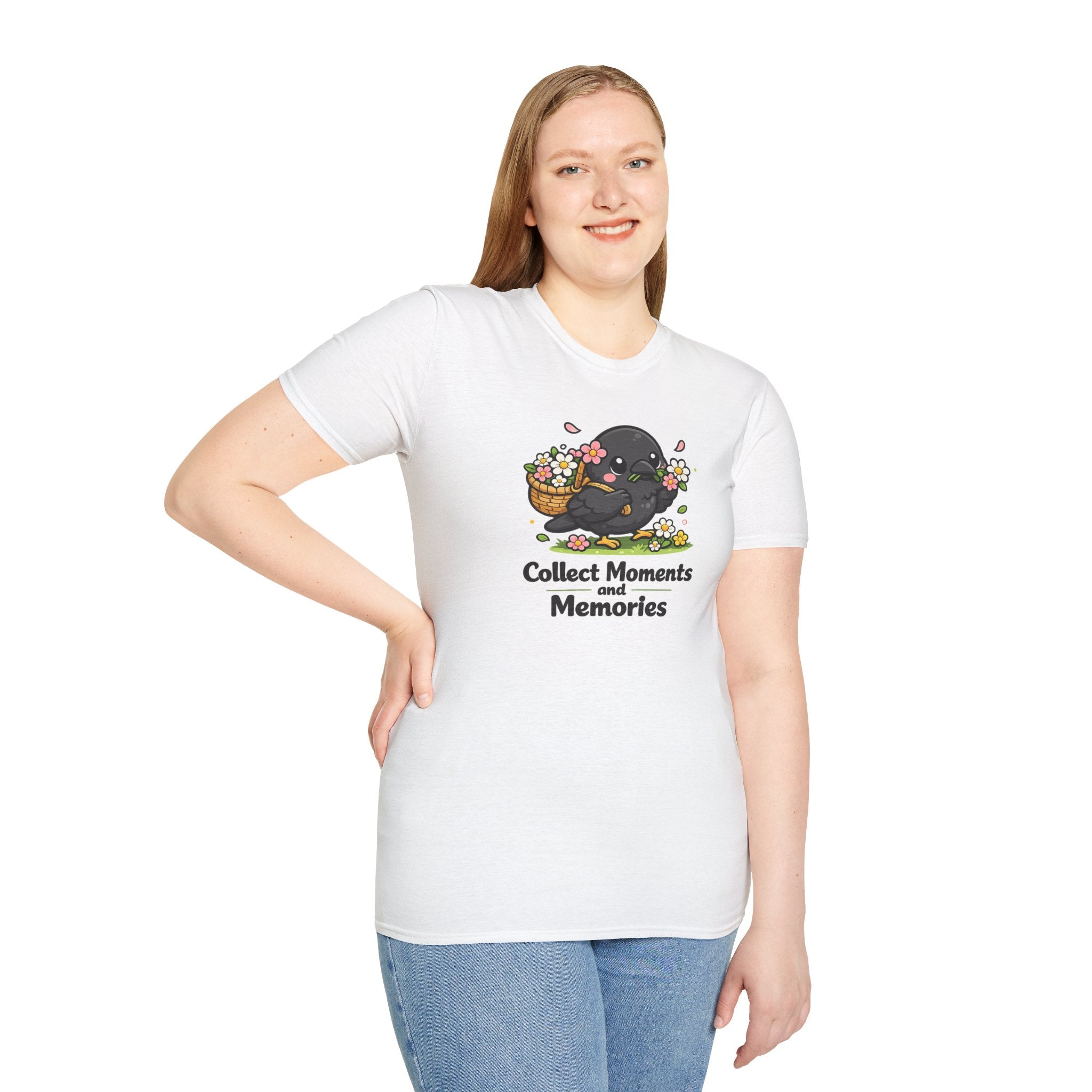 T-Shirt — Collect Moments and Memories Cute Crow Trinkets Graphic Tee