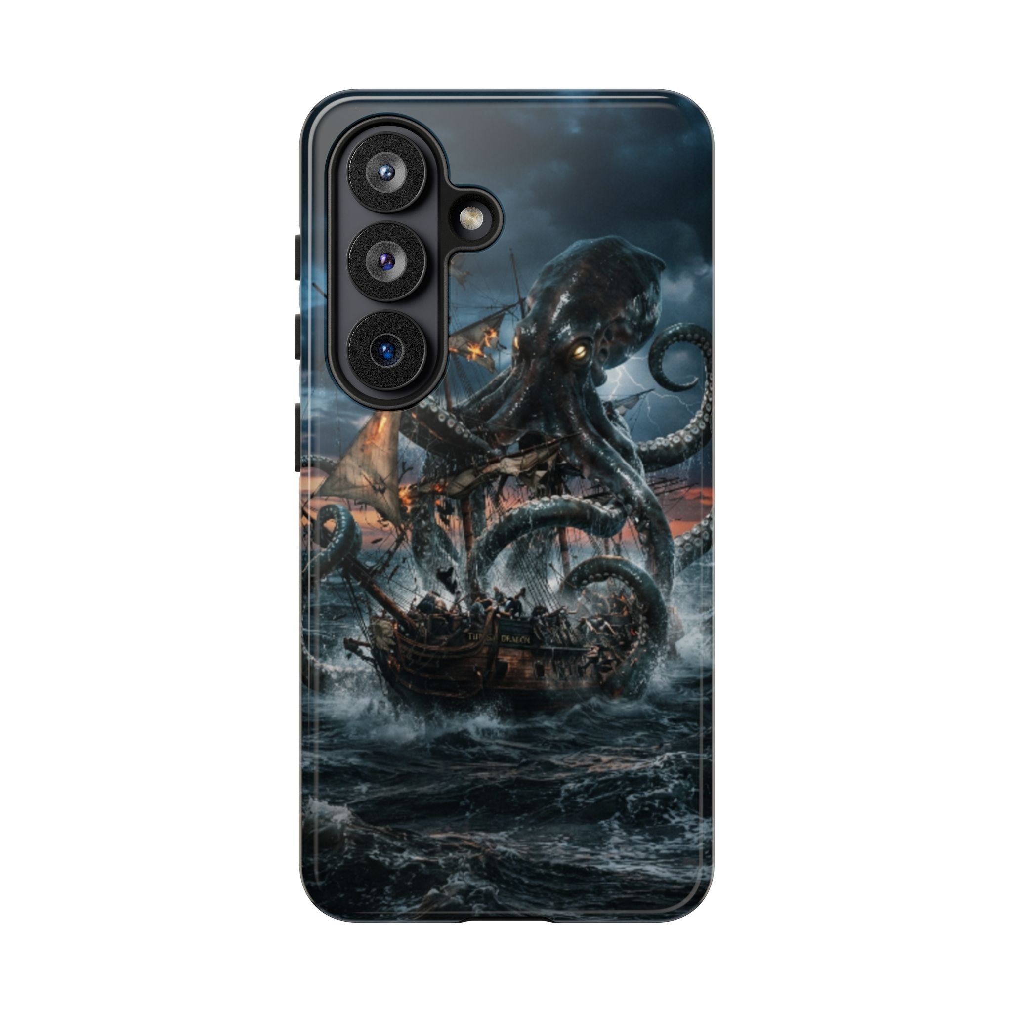 Kraken Sea Battle Phone Case — Ocean Monster Shipwreck Design