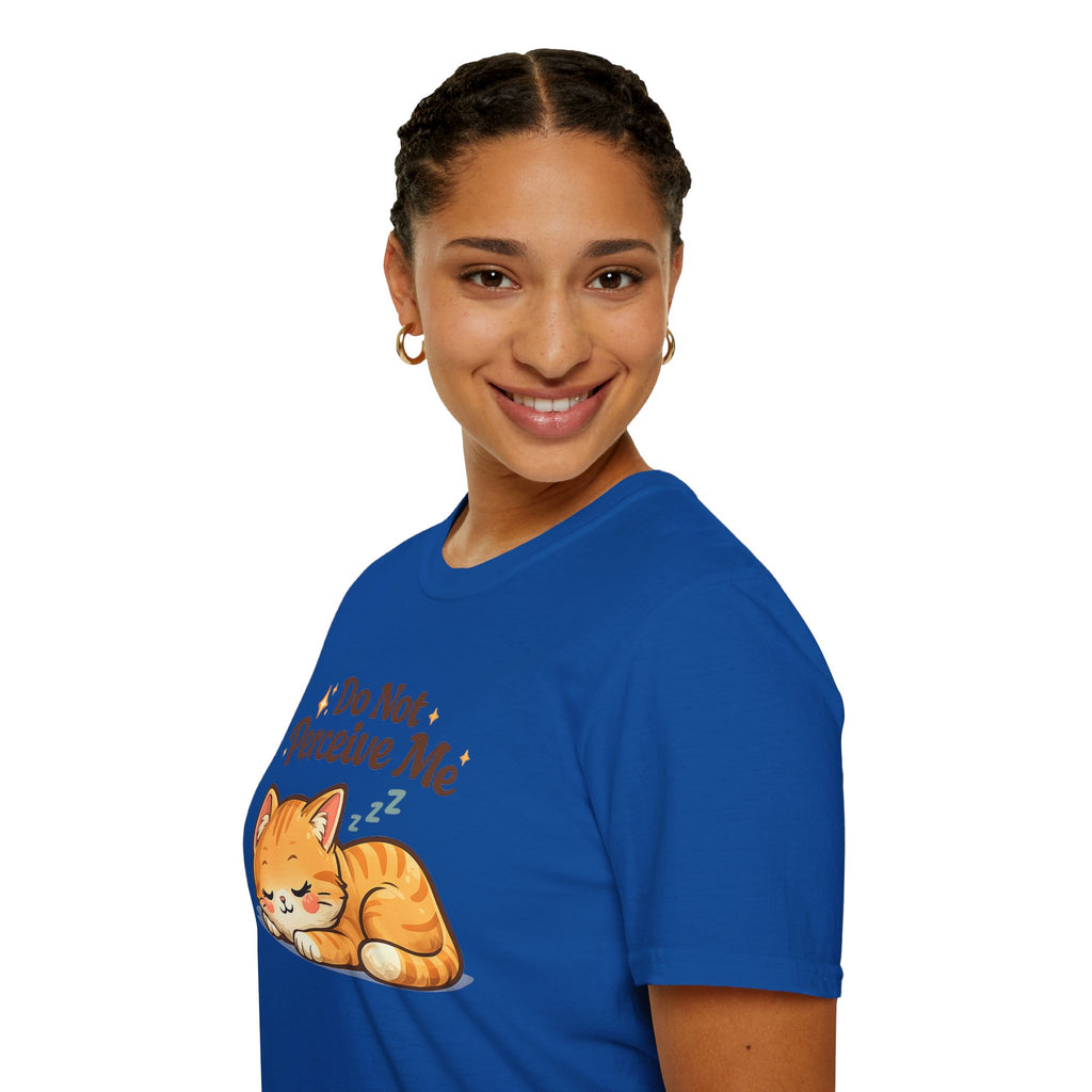 Cat T-Shirt — "Do Not Perceive Me" Cute Sleeping Orange Cat Tee