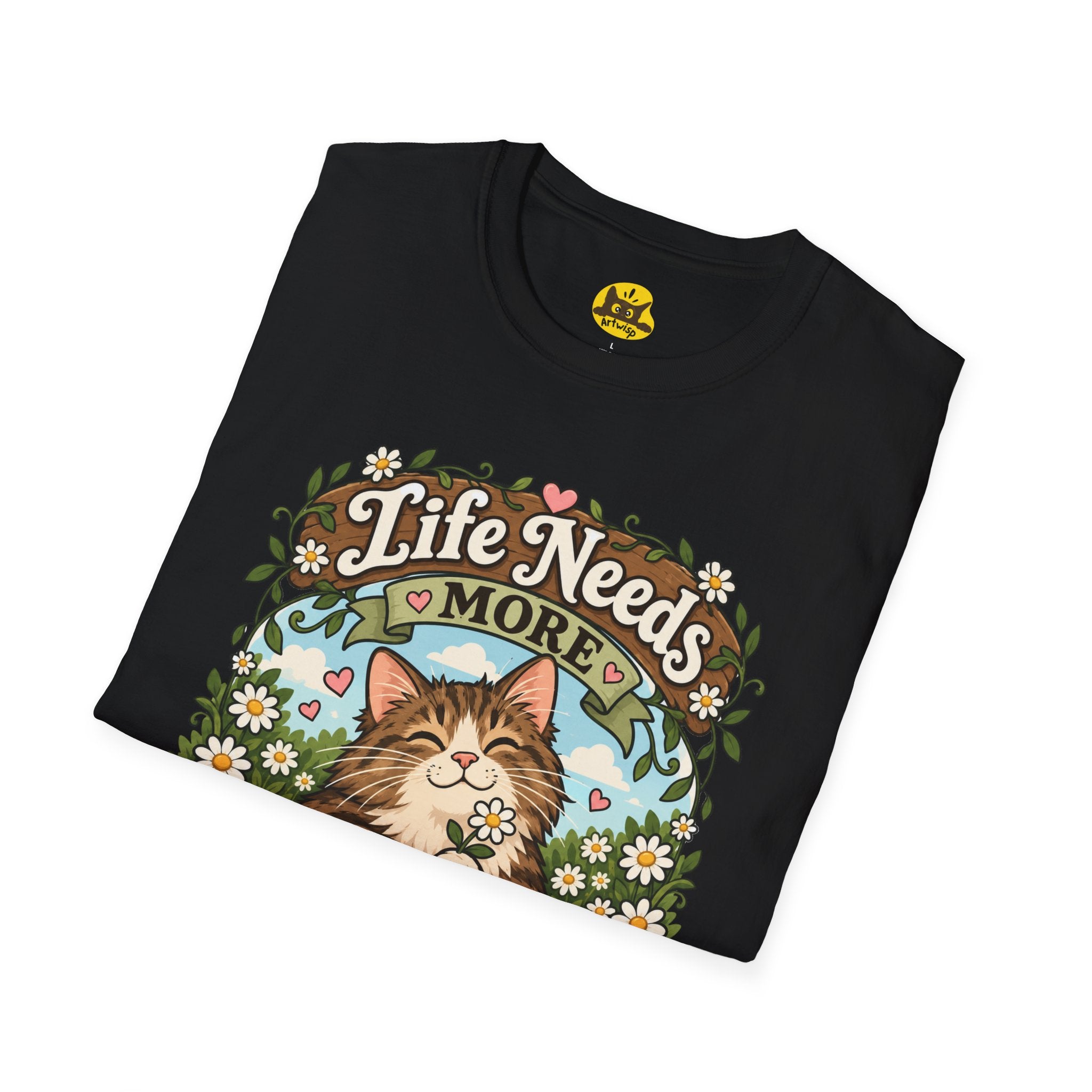 Brown Mackerel Tabby T-Shirt — "Life Needs More Whiskers" Cute Cat Graphic Tee