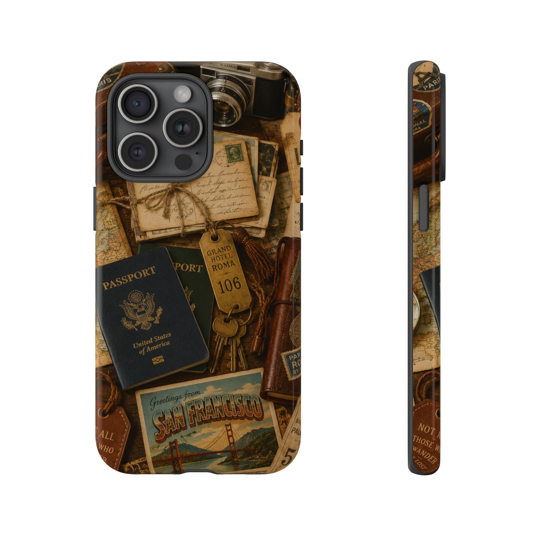 Vintage Travel Phone Case – Passport & Postcard Collage