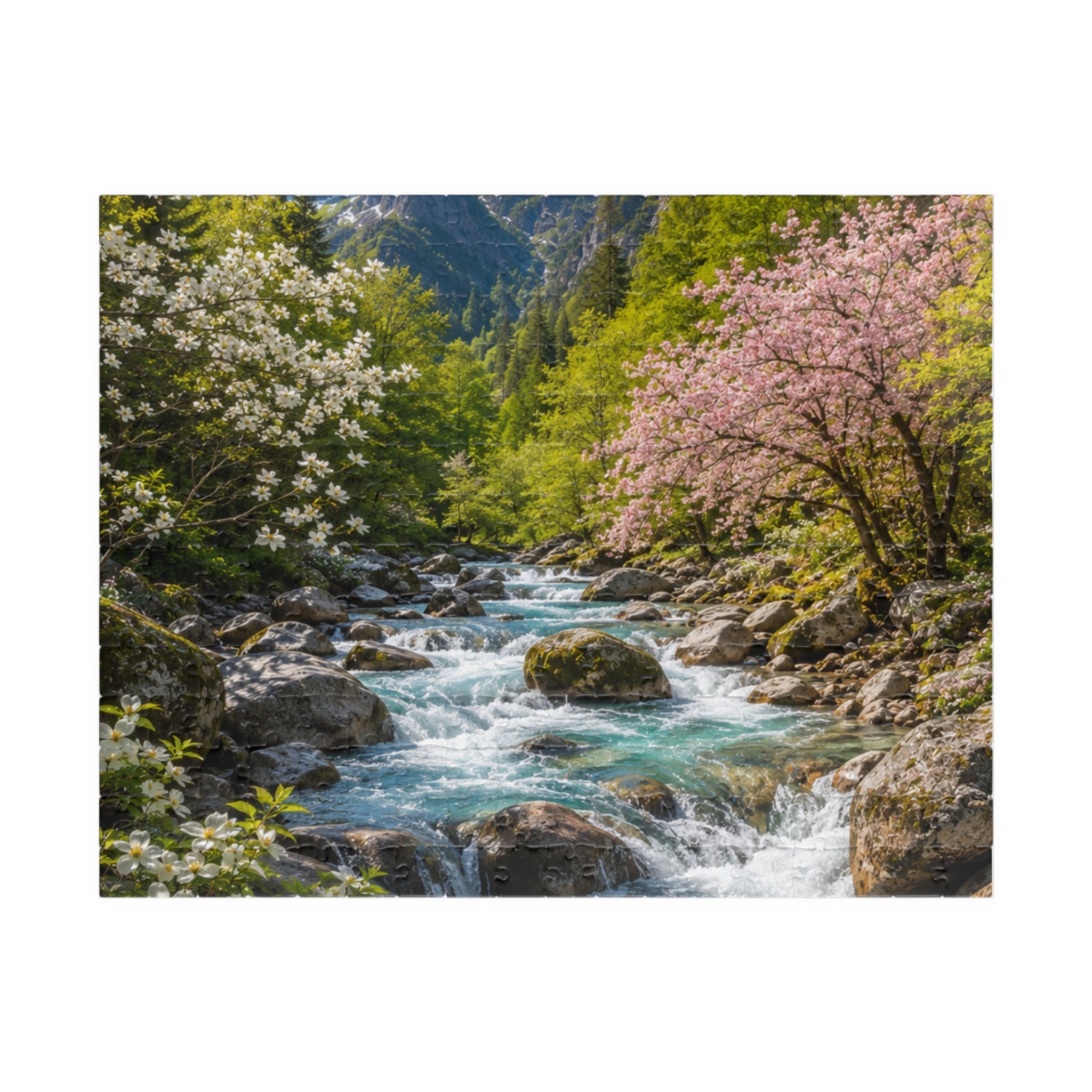 Mountain Spring River Puzzle — Scenic Nature Jigsaw (110/252/520/1014 pcs)