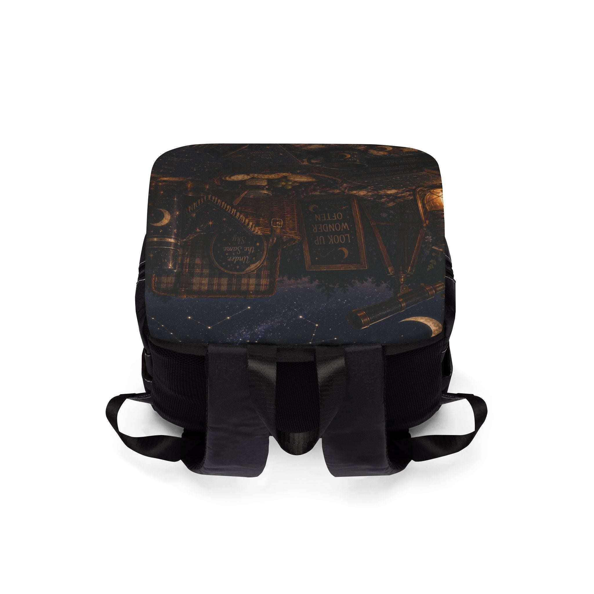 Starry Celestial Map Vintage Shoulder Backpack — Dark Picnic Universe Map Print