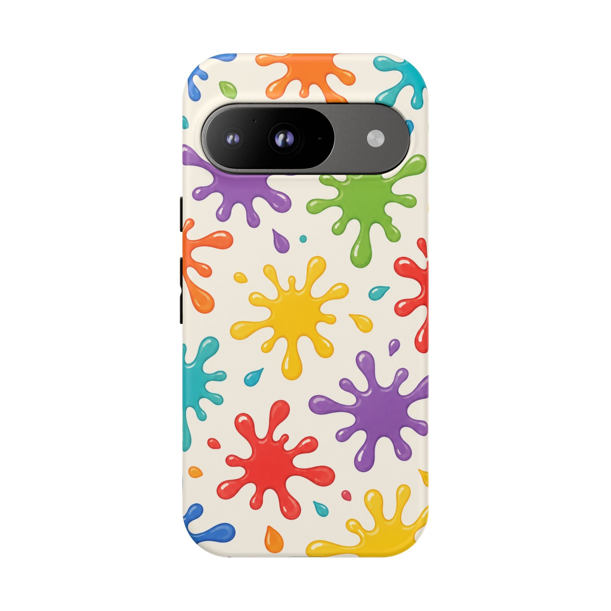 Colorful Paint Splat Phone Case — Protective Tough Case with Bright Rainbow Splatter Design