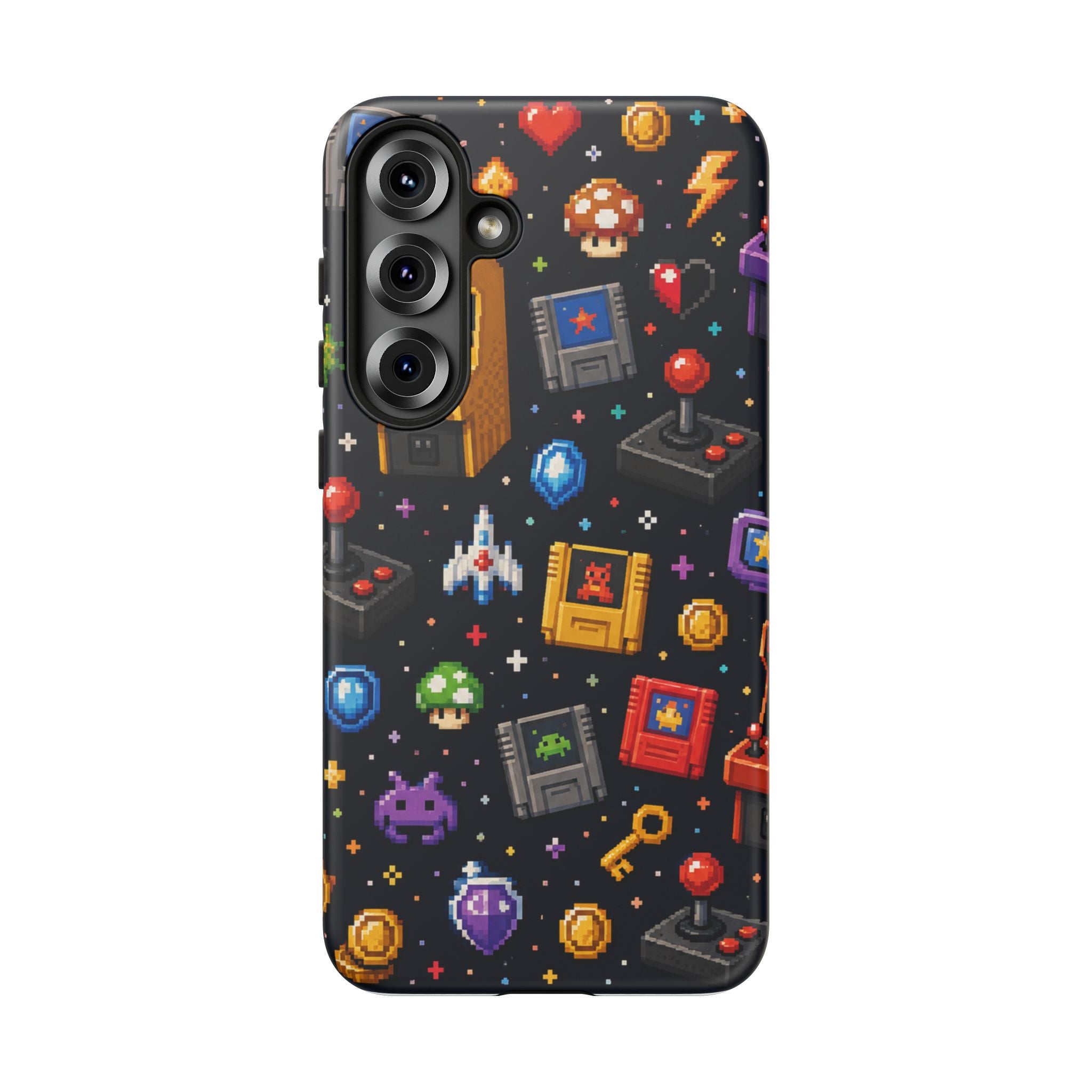 Retro Arcade Pixel Art Phone Case — Gamer Icons Pattern