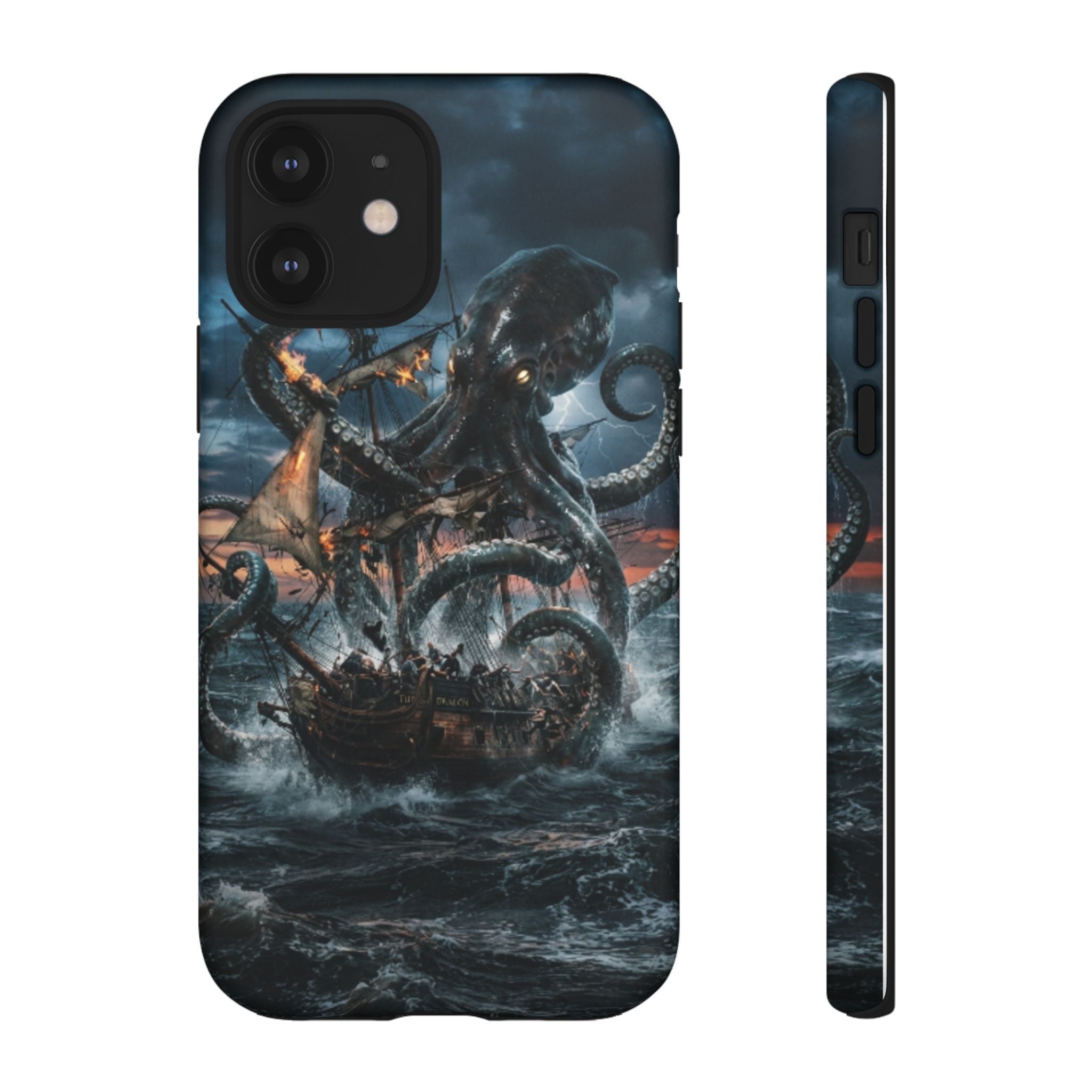 Kraken Sea Battle Phone Case — Ocean Monster Shipwreck Design