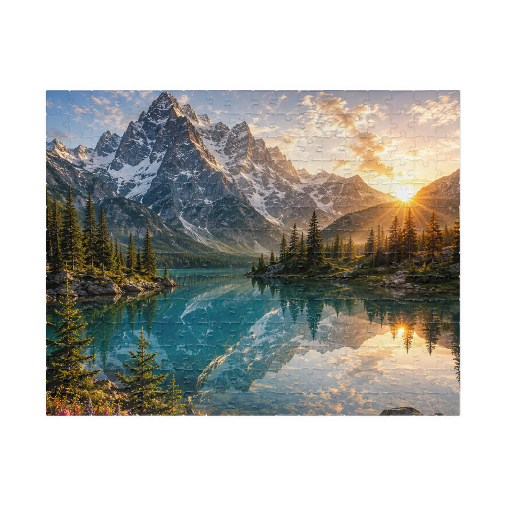 Mountain Lake Sunset Puzzle — Scenic Nature Jigsaw (110–1014 pcs)