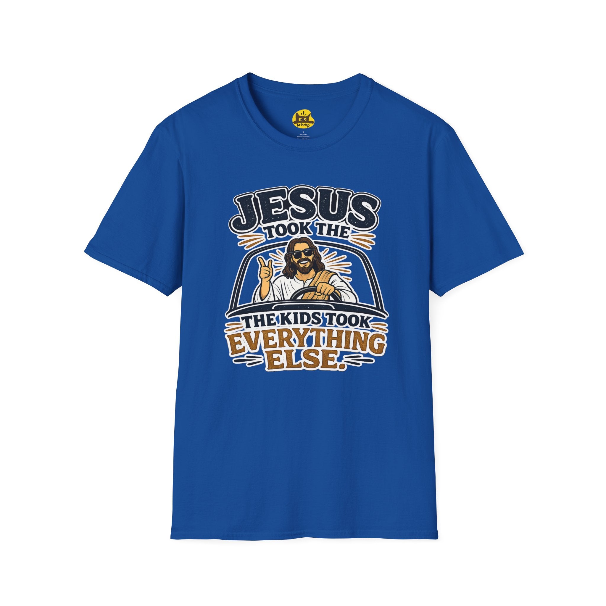 Jesus Took The Wheel T‑Shirt — "Jesus Took The Kids Took Everything Else" Christian Graphic Tee