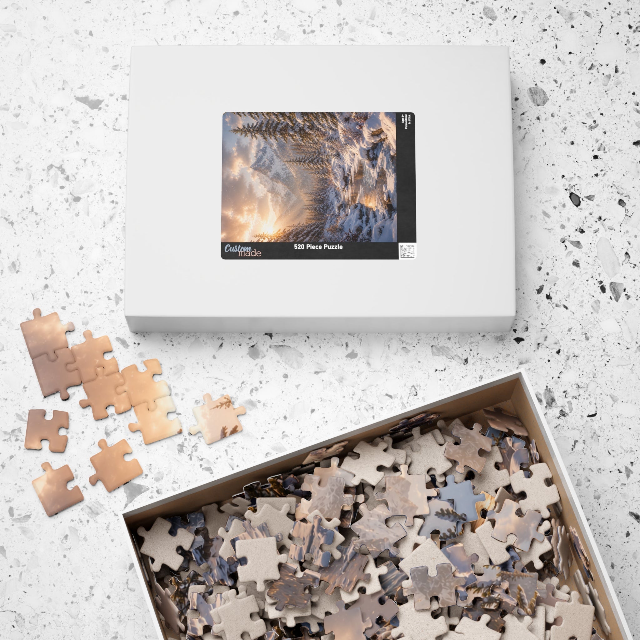 Winter Mountain River Puzzle — Scenic Snowy Landscape Jigsaw (110/252/520/1014 pcs)