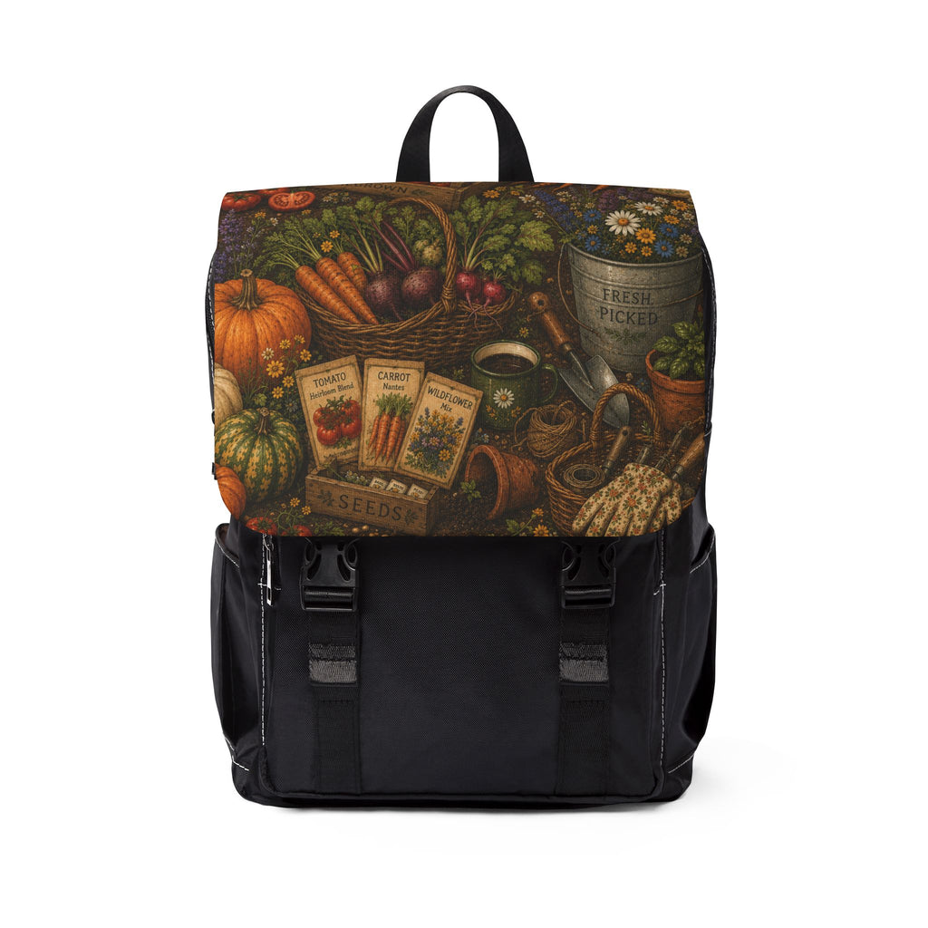 Garden Harvest Shoulder Backpack — Farmers Market Fall Floral Print Shoulder Bag