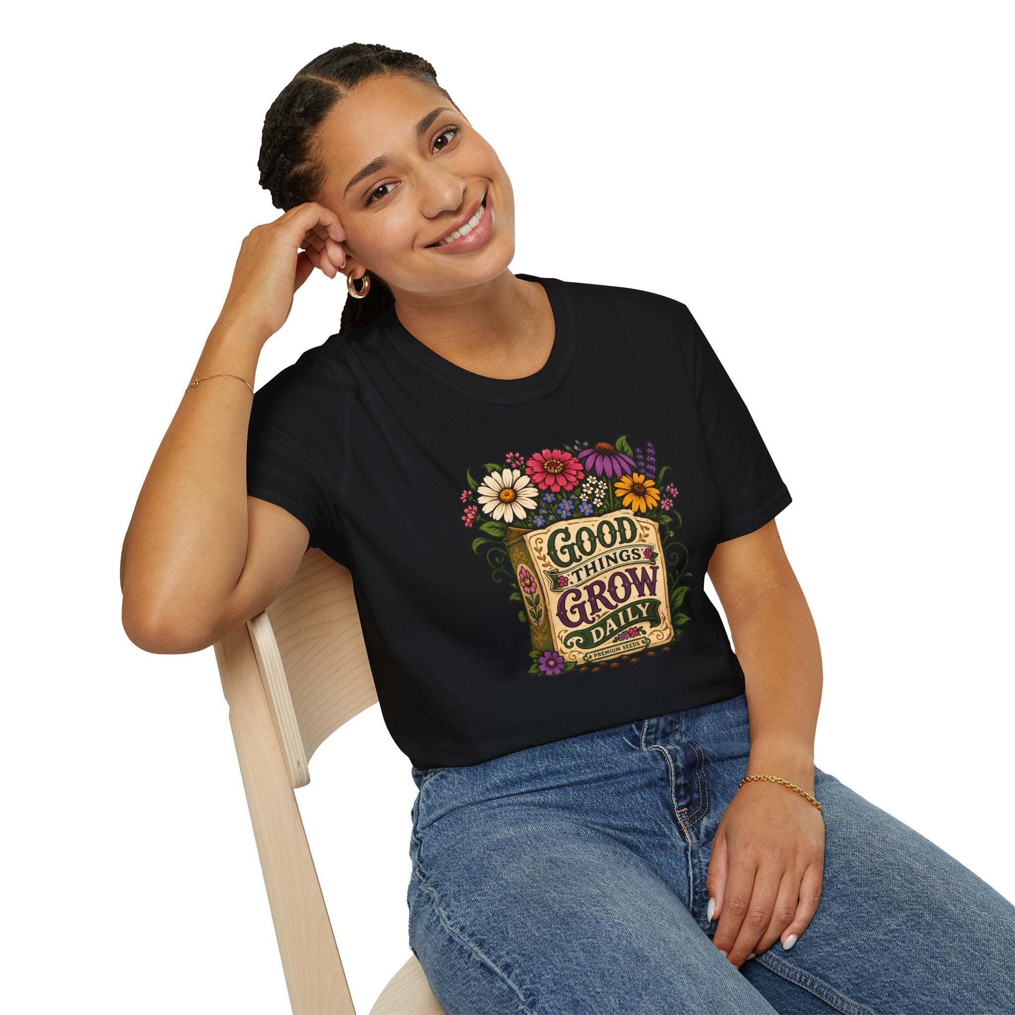 Positivity Tee | Floral “Good Things Grow” T‑Shirt