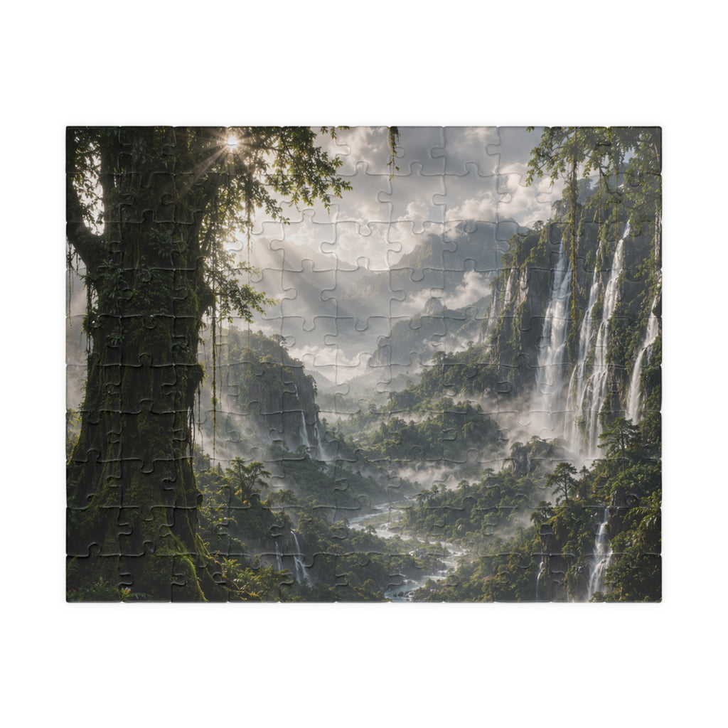 Mystic Waterfall Landscape Puzzle — Scenic Nature Jigsaw (110/252/520/1014 pc)