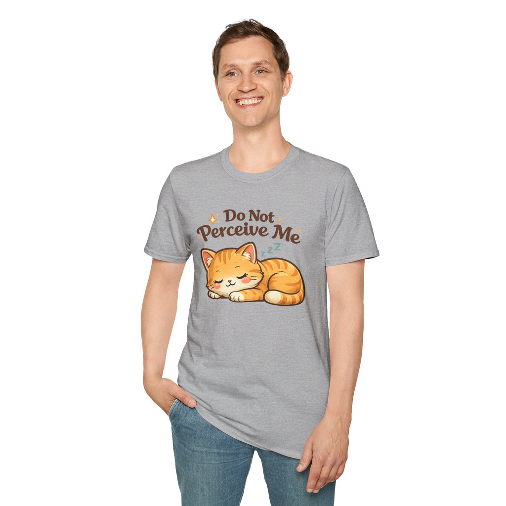 Cat T-Shirt — "Do Not Perceive Me" Cute Sleeping Orange Cat Tee