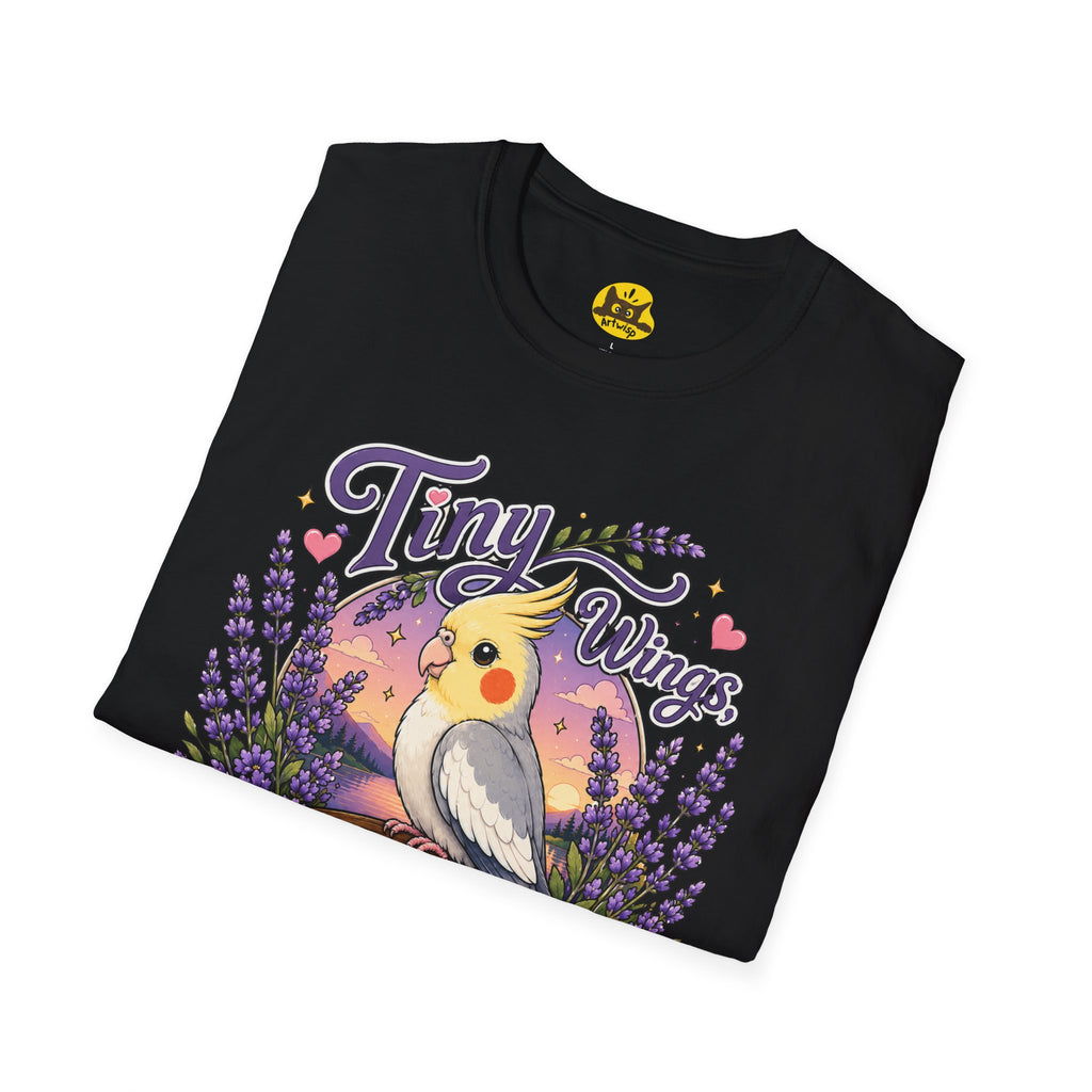 Tiny Wings Cockatiel T‑Shirt — 'Endless Wonder' Cute Bird Graphic Tee