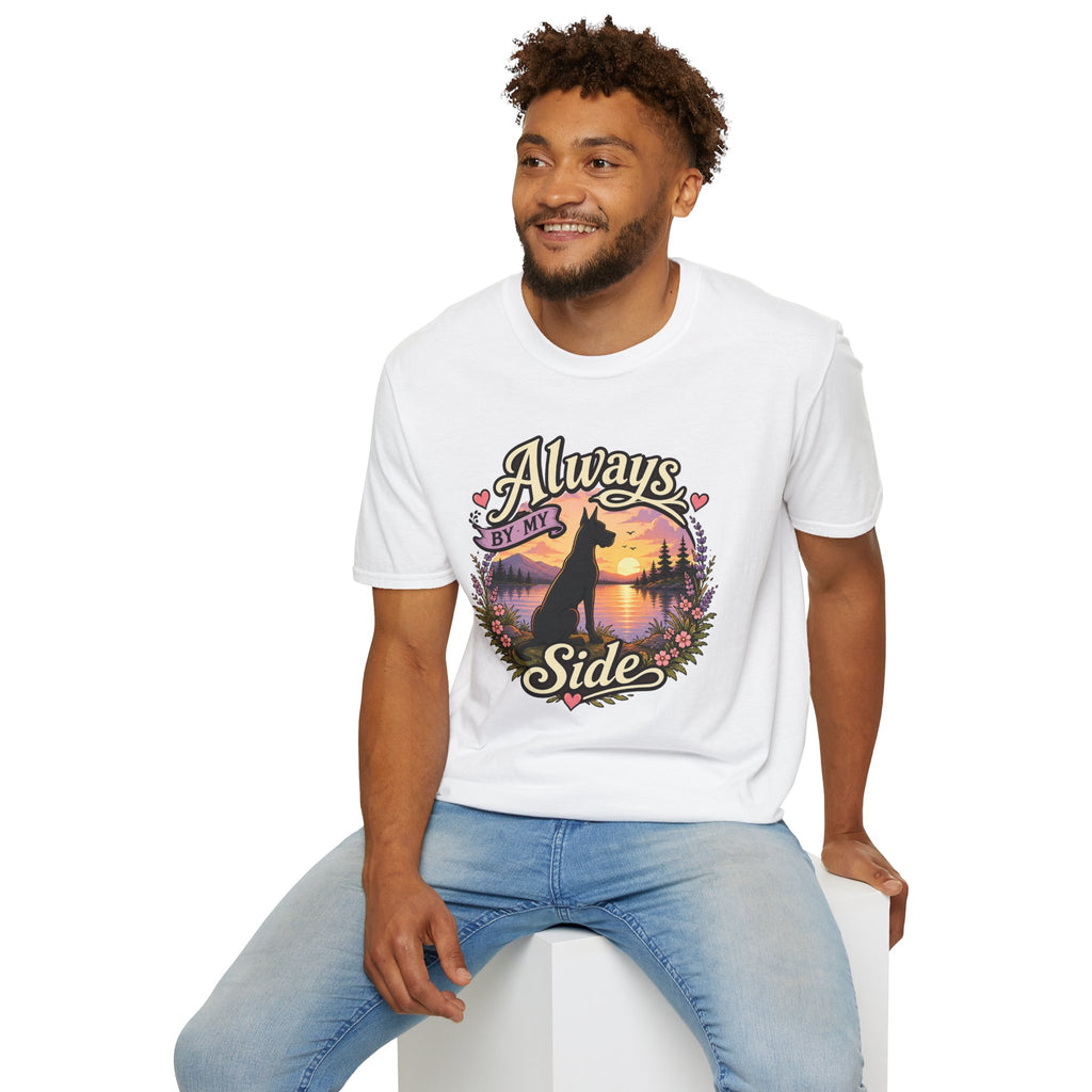 Always By My Side Great Dane T-Shirt — Sunset Silhouette Pet Lover Tee