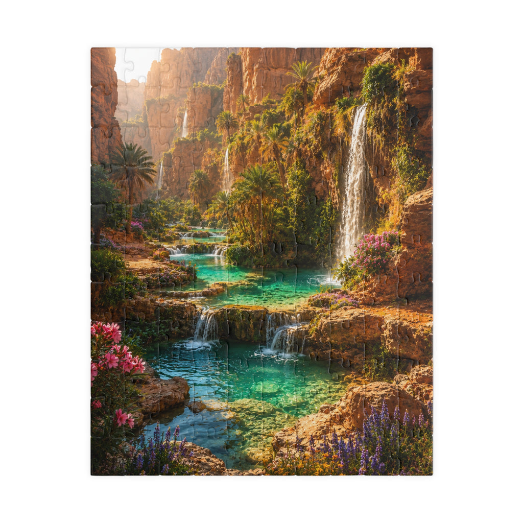 Scenic Oasis Waterfall Jigsaw Puzzle — 110/252/520/1014-Piece Landscape Puzzle