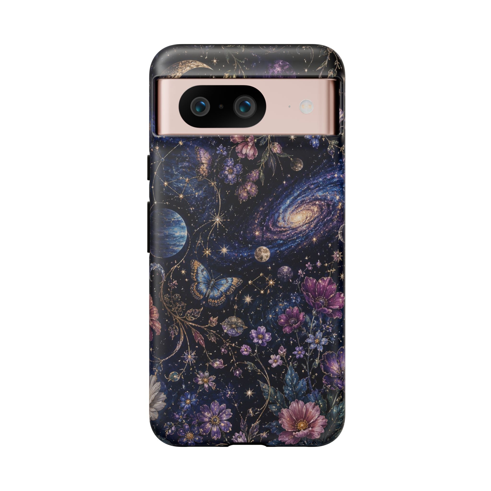 Cosmic Garden Tough Phone Case — Floral Galaxy Phone Protective Cover