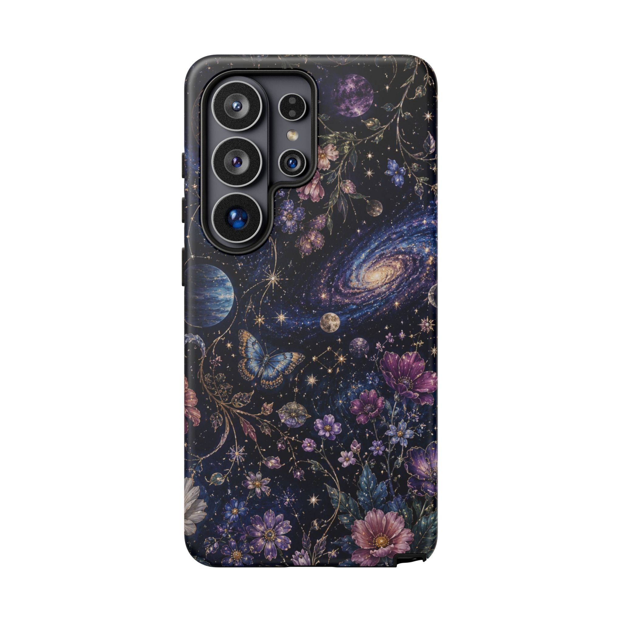 Cosmic Garden Tough Phone Case — Floral Galaxy Phone Protective Cover