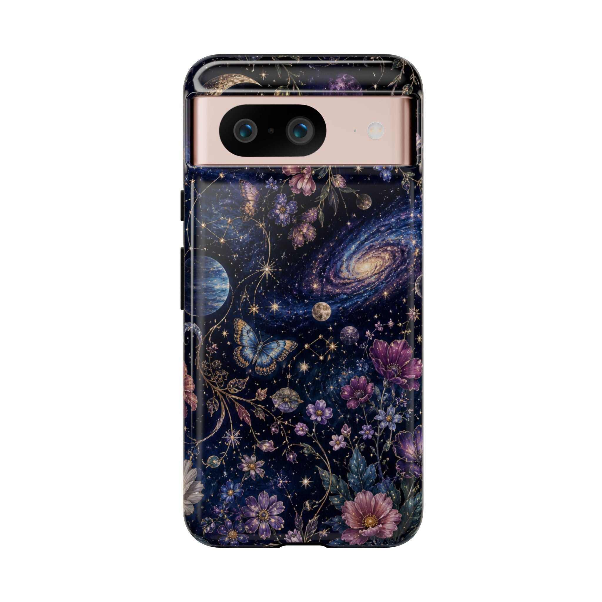 Cosmic Garden Tough Phone Case — Floral Galaxy Phone Protective Cover