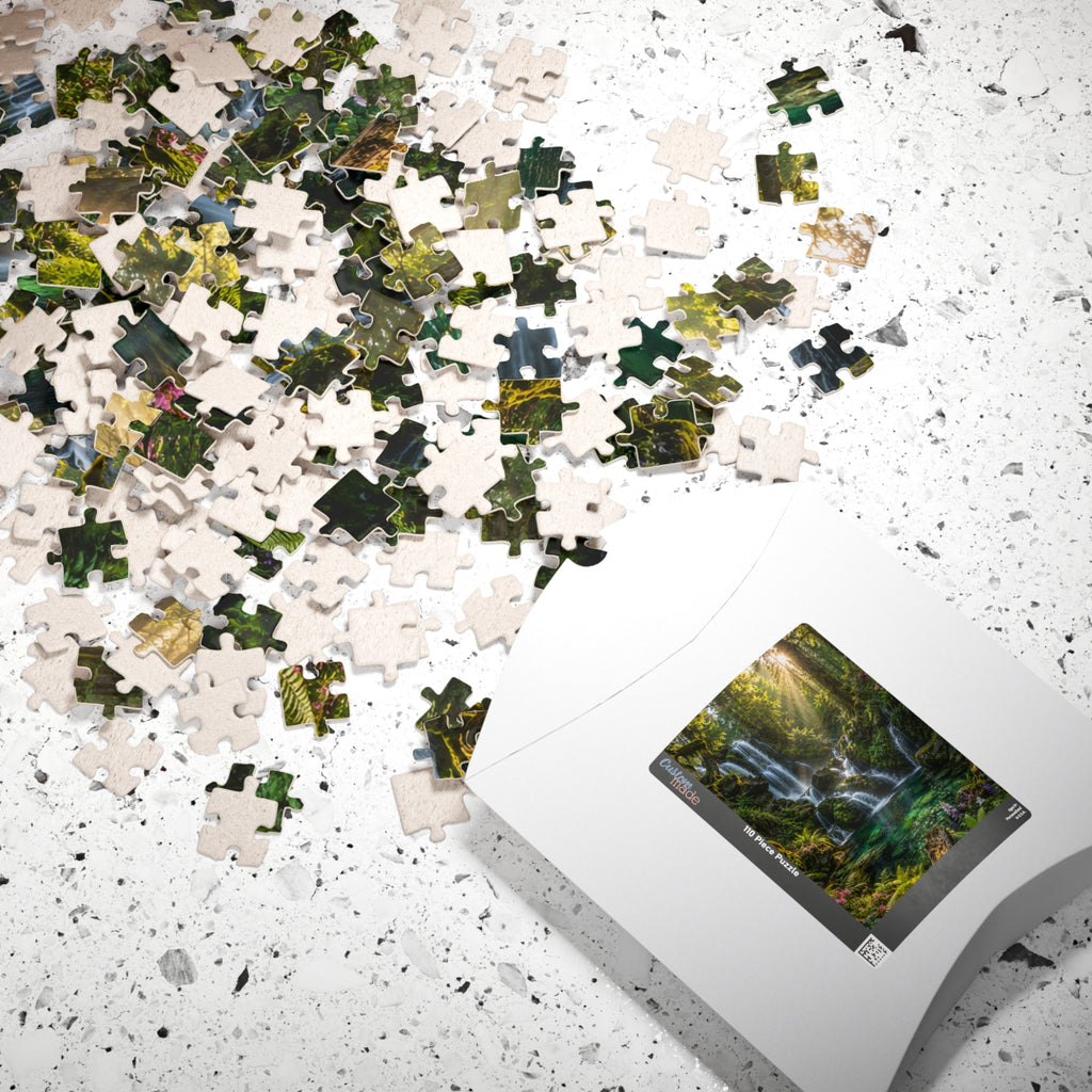 Enchanted Waterfall Forest Puzzle — Scenic Nature Jigsaw (110/252/520/1014 pcs)
