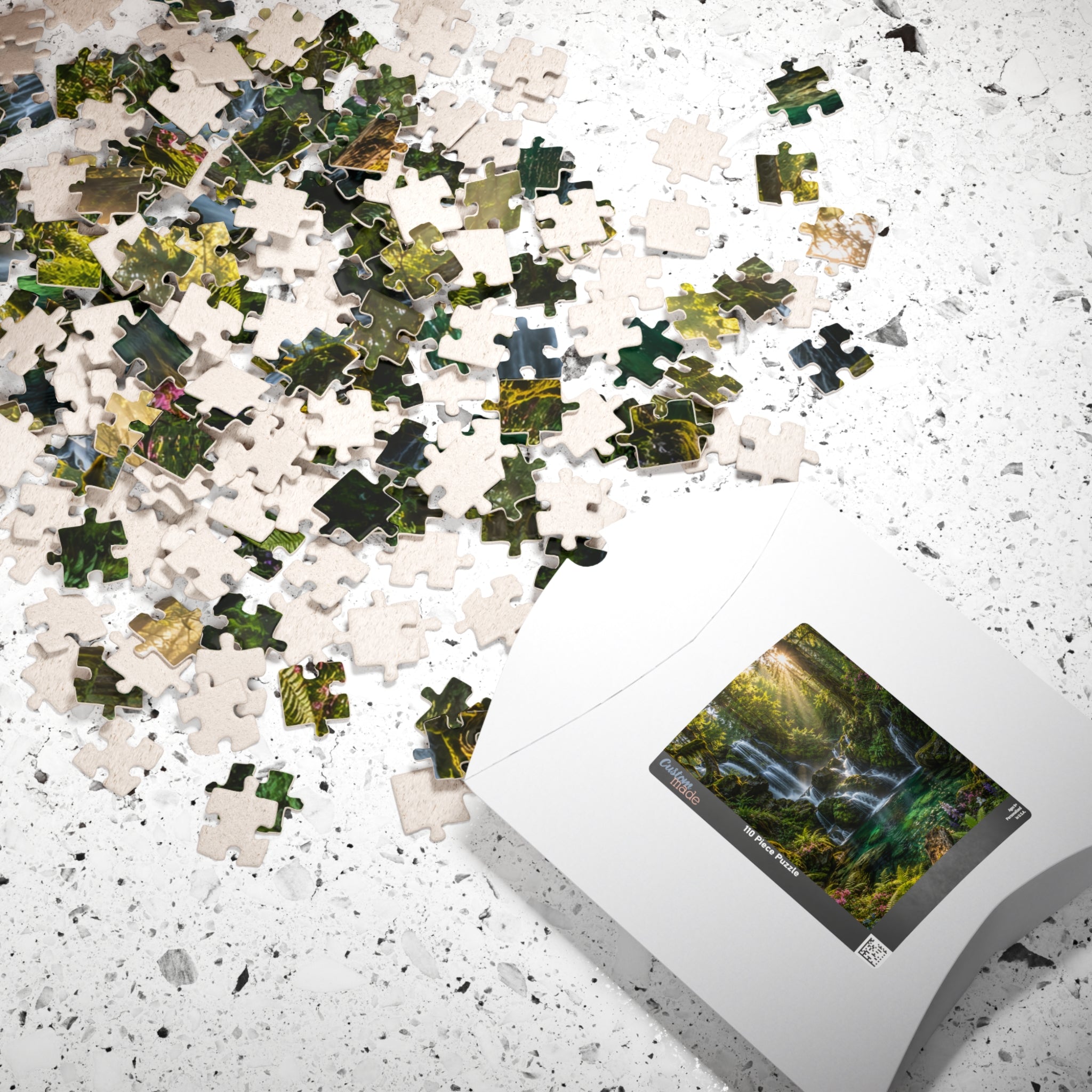 Enchanted Waterfall Forest Puzzle — Scenic Nature Jigsaw (110/252/520/1014 pcs)