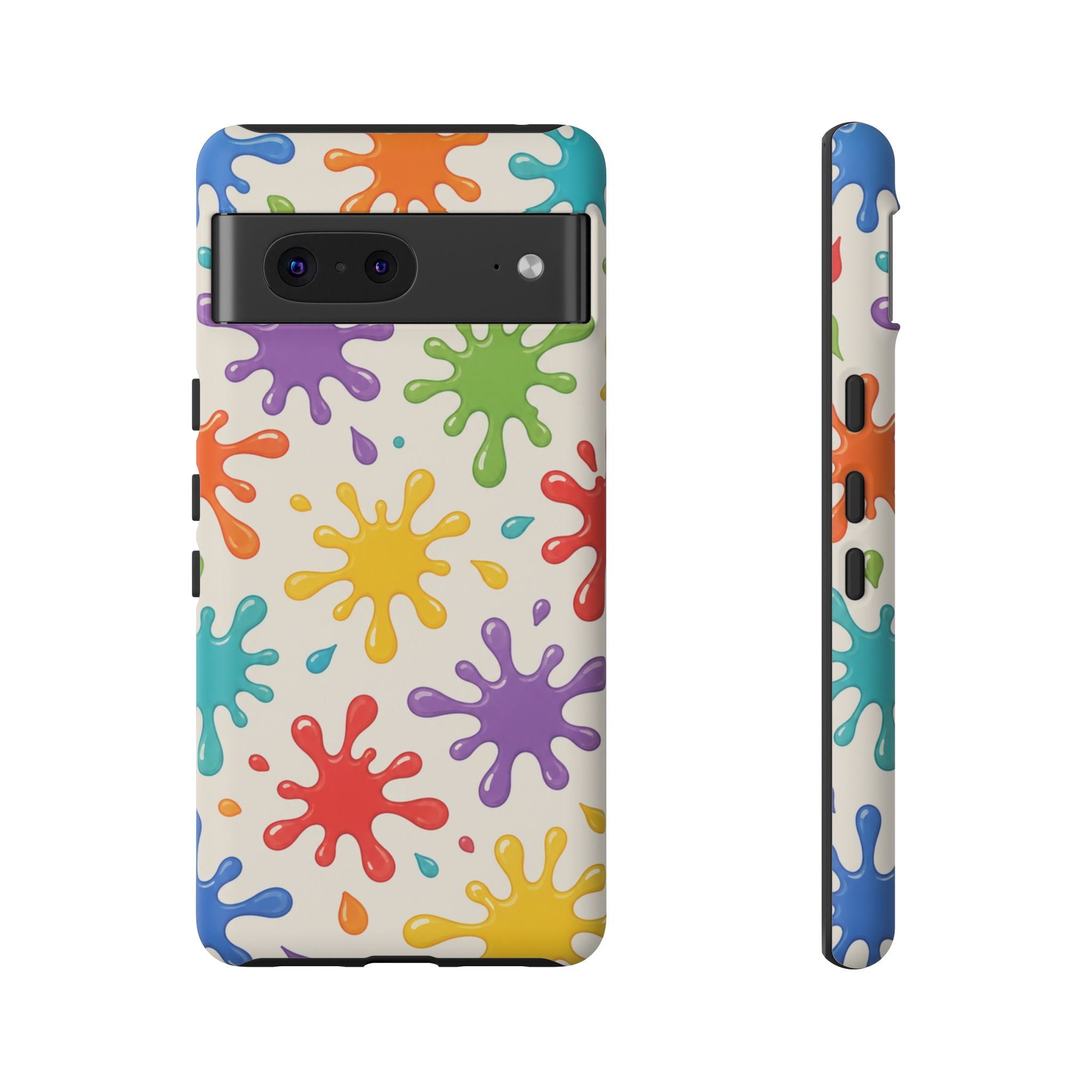 Colorful Paint Splat Phone Case — Protective Tough Case with Bright Rainbow Splatter Design