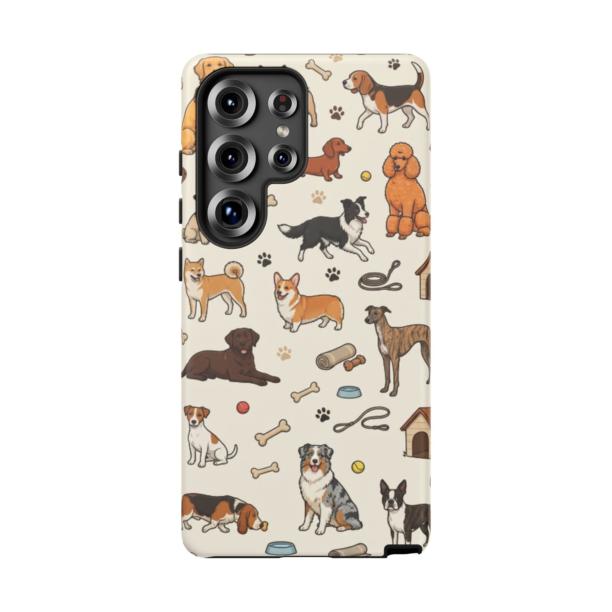 Dog Pattern Tough Phone Case — Cute Breed Collage Protective Cover