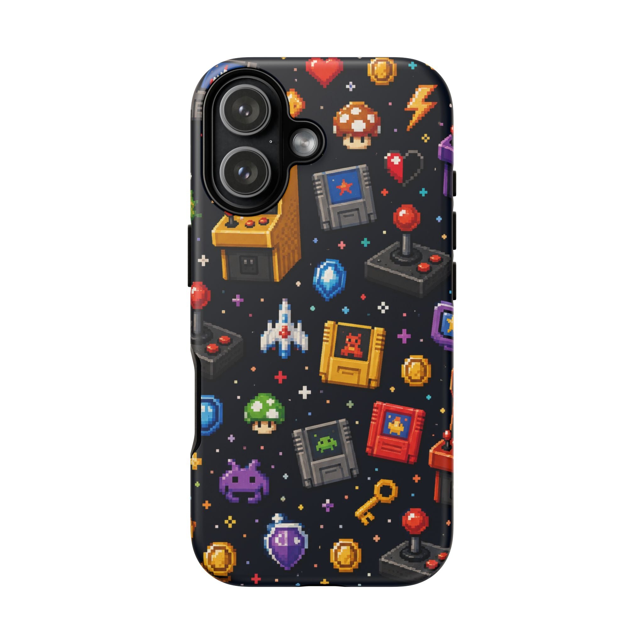Retro Arcade Pixel Art Phone Case — Gamer Icons Pattern