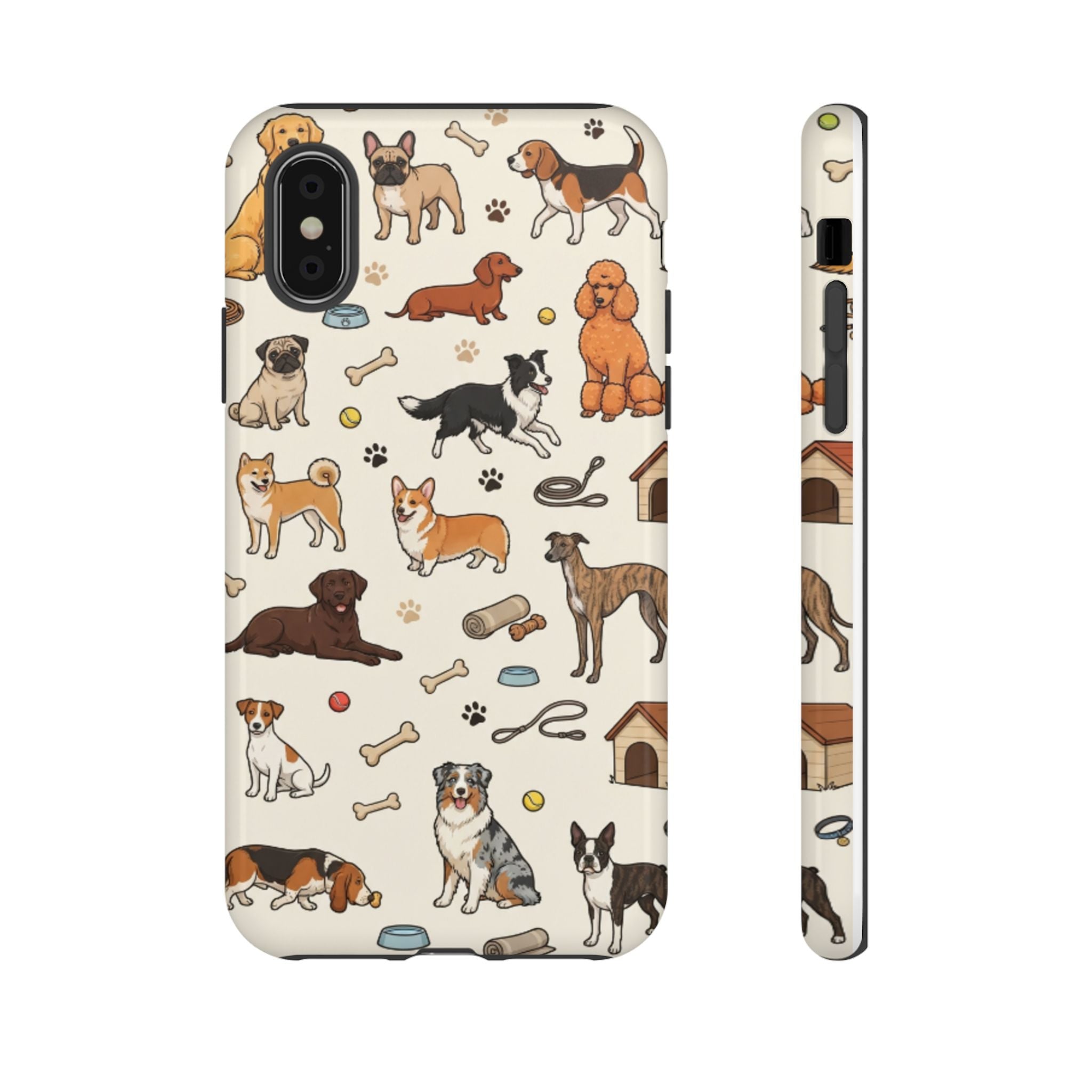 Dog Pattern Tough Phone Case — Cute Breed Collage Protective Cover