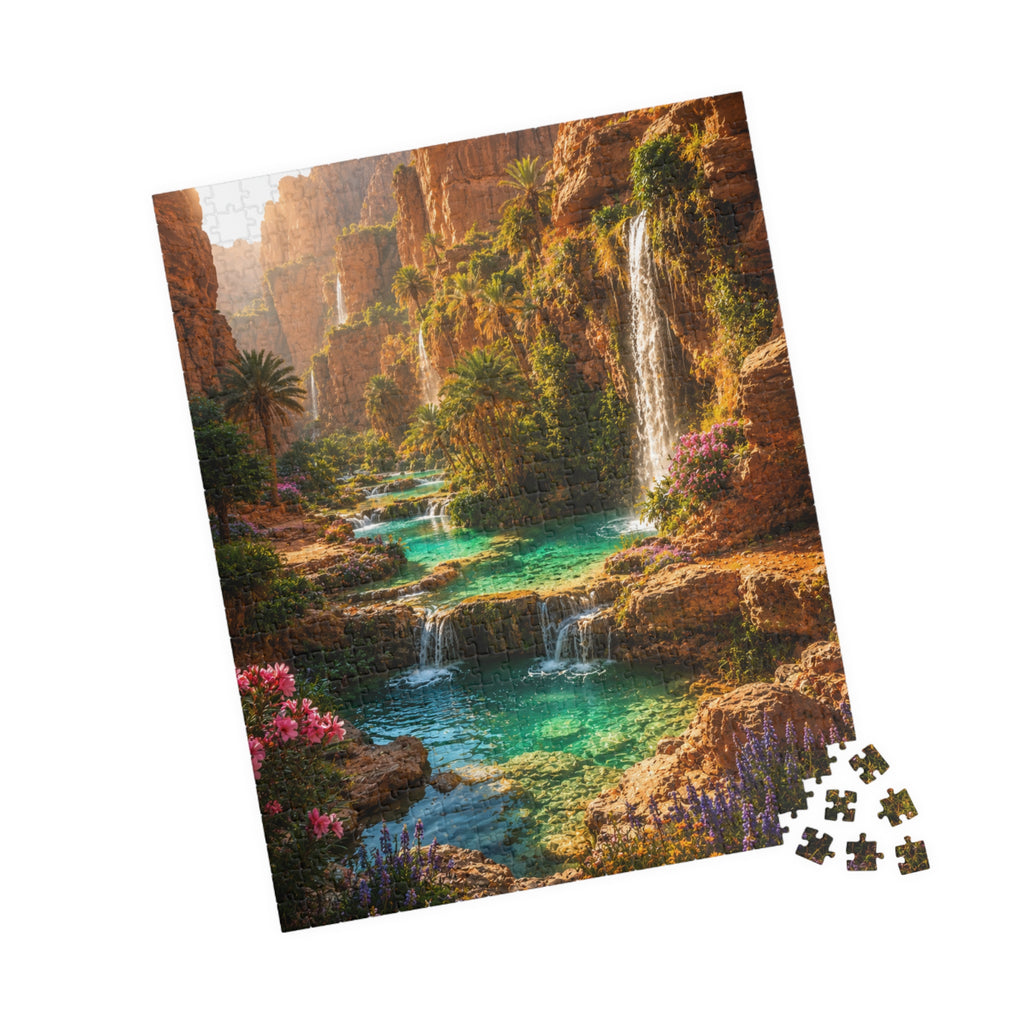 Scenic Oasis Waterfall Jigsaw Puzzle — 110/252/520/1014-Piece Landscape Puzzle
