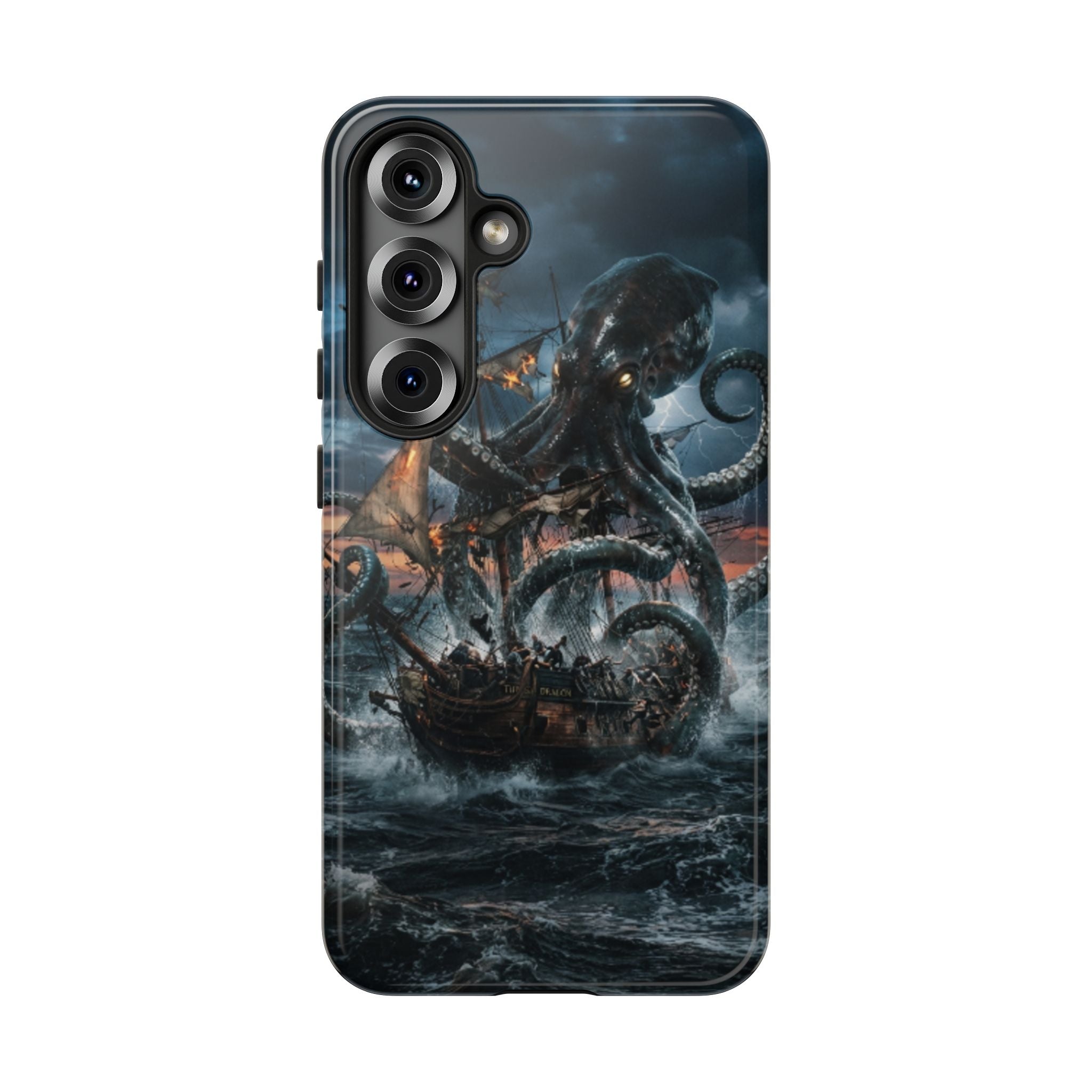 Kraken Sea Battle Phone Case — Ocean Monster Shipwreck Design