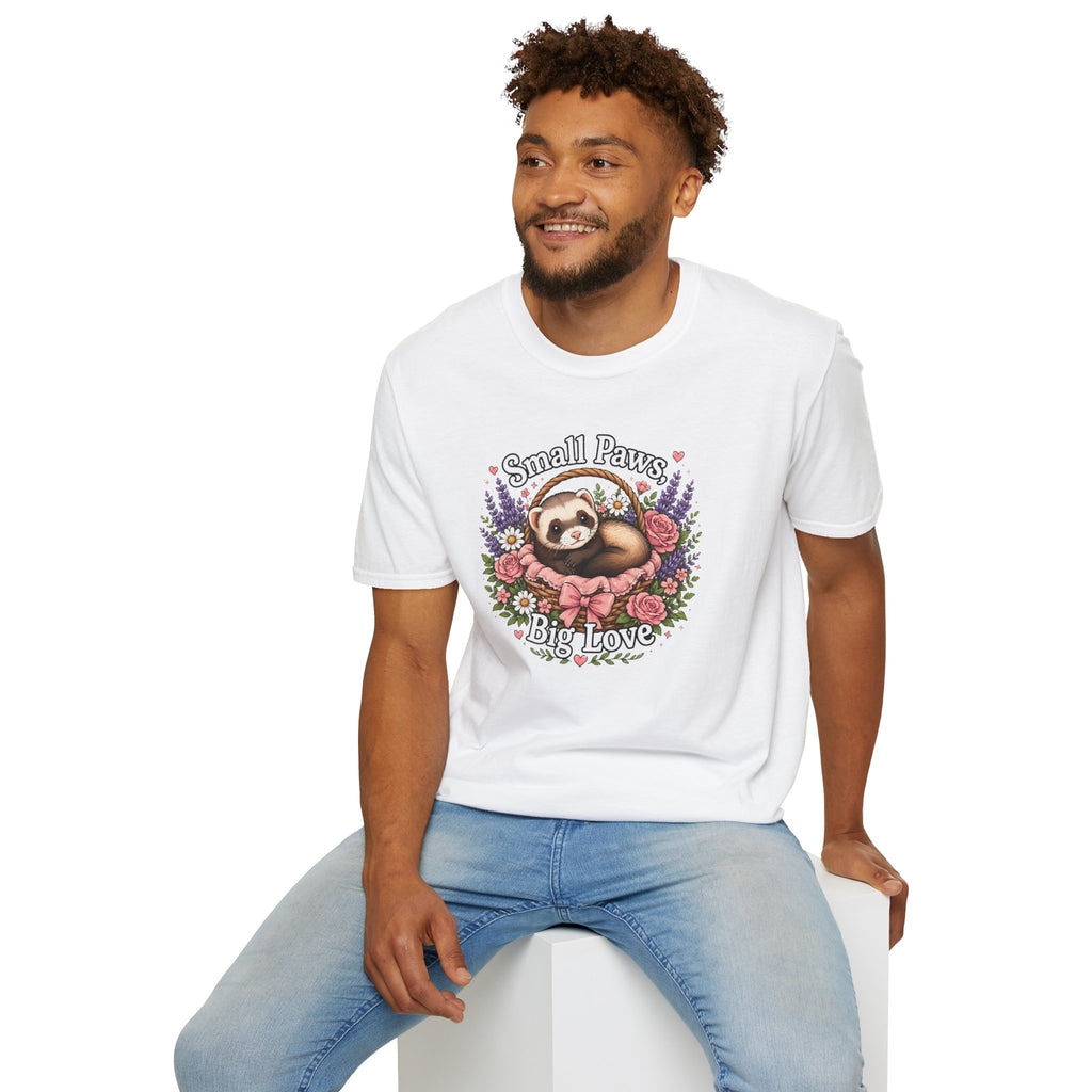 Small Paws Big Love T-Shirt — Cute Ferret Floral Tee