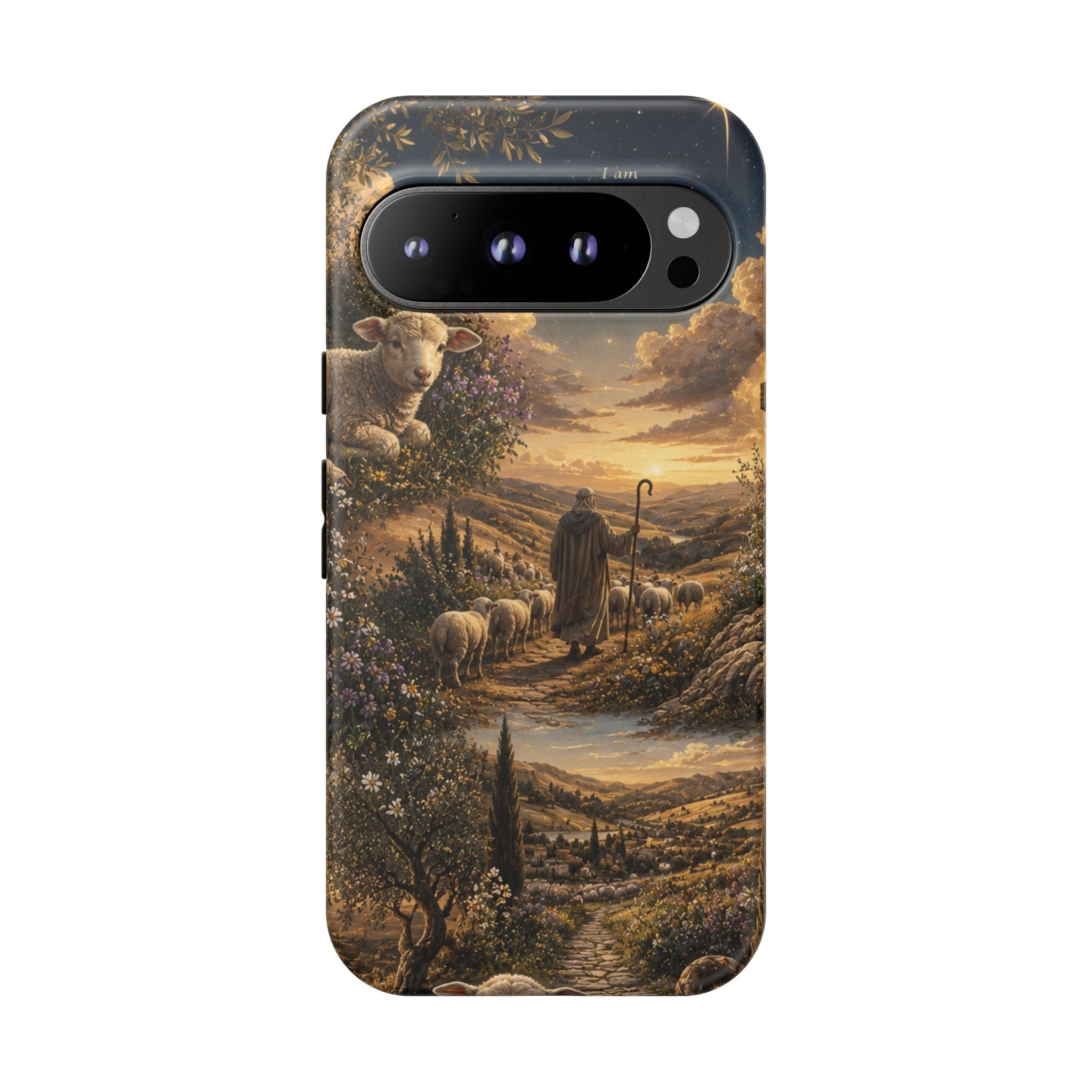 Tough Phone Case — Shepherd & Lamb Scenic Christian Scripture Design ("The good shepherd...")
