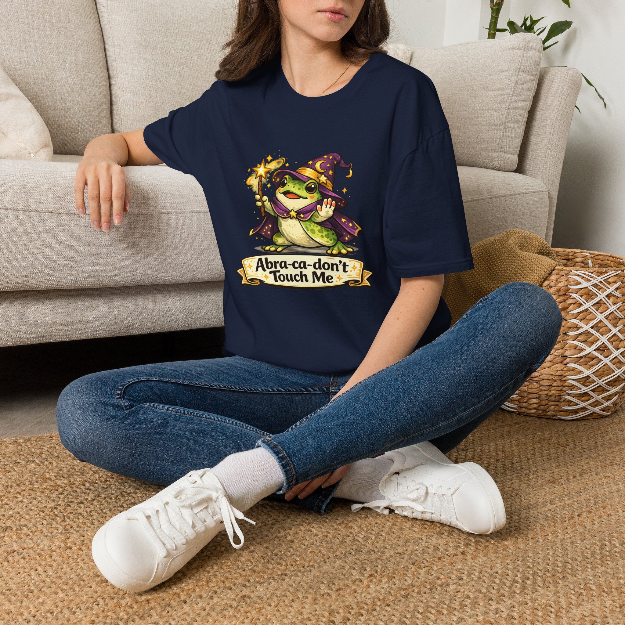 Wizard Frog T‑Shirt — “Abra‑ca‑don’t Touch Me” Cute Magic Tee