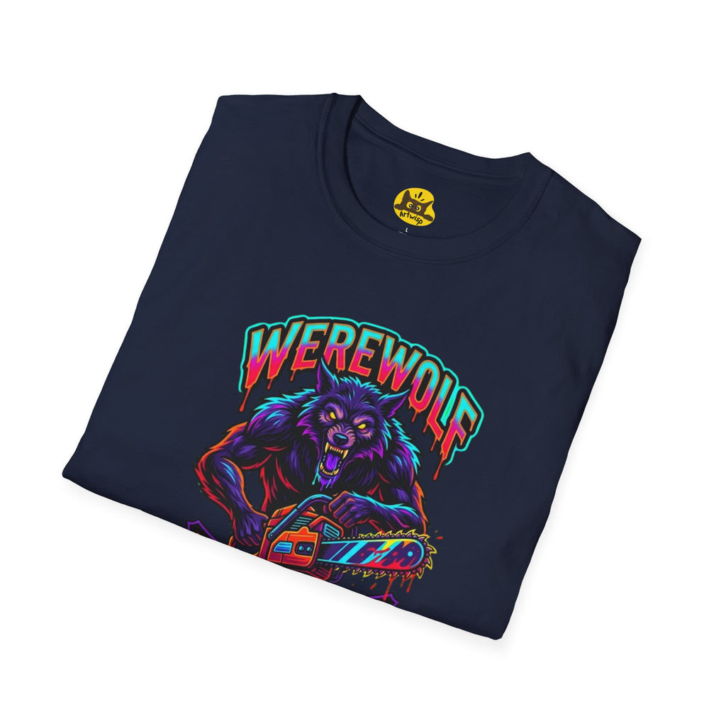 Werewolf T-Shirt — "Werewolf with a Chainsaw" Retro Horror Graphic Tee