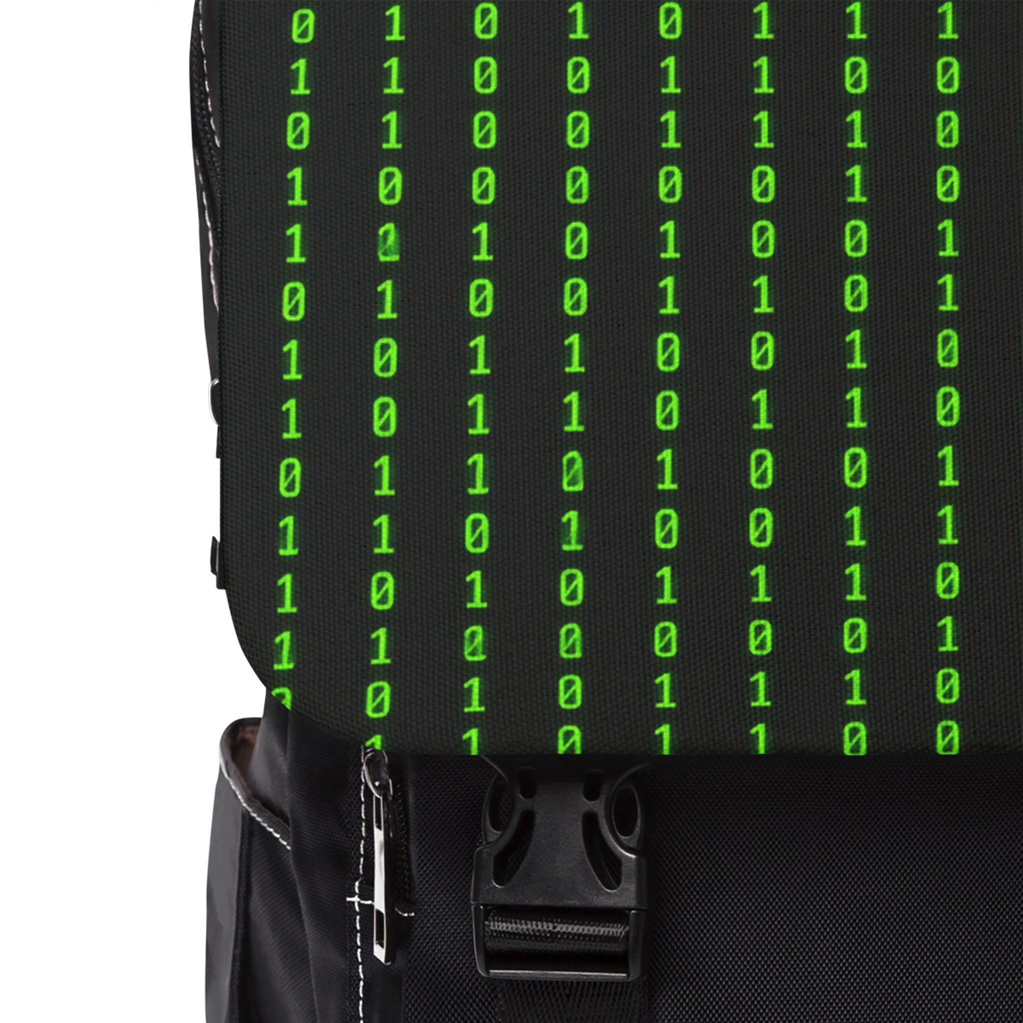 Matrix Code Shoulder Backpack — Cyber Green Pattern Casual Backpack
