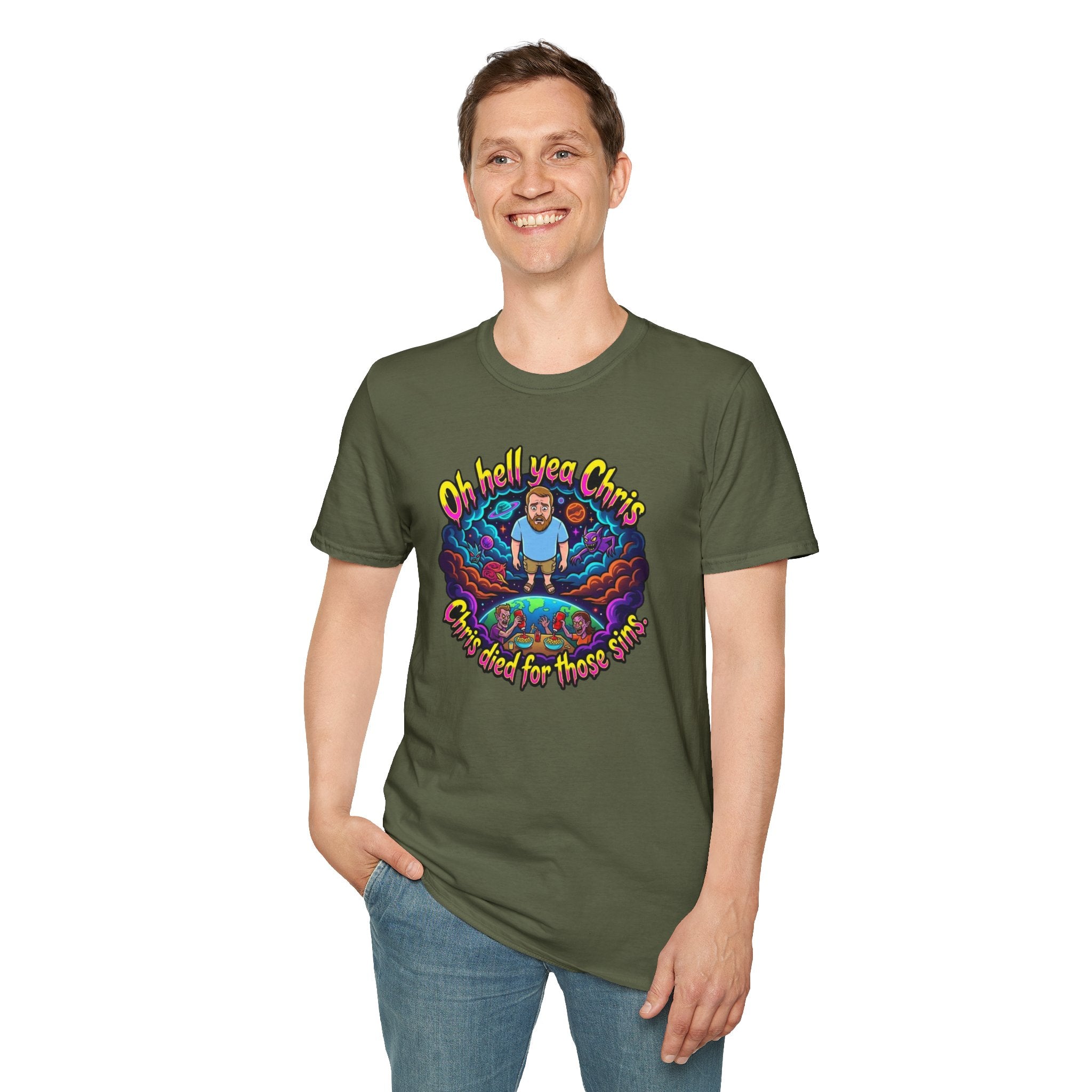 T‑Shirt — “Oh Hell Yea Chris” Retro Psychedelic Graphic Tee