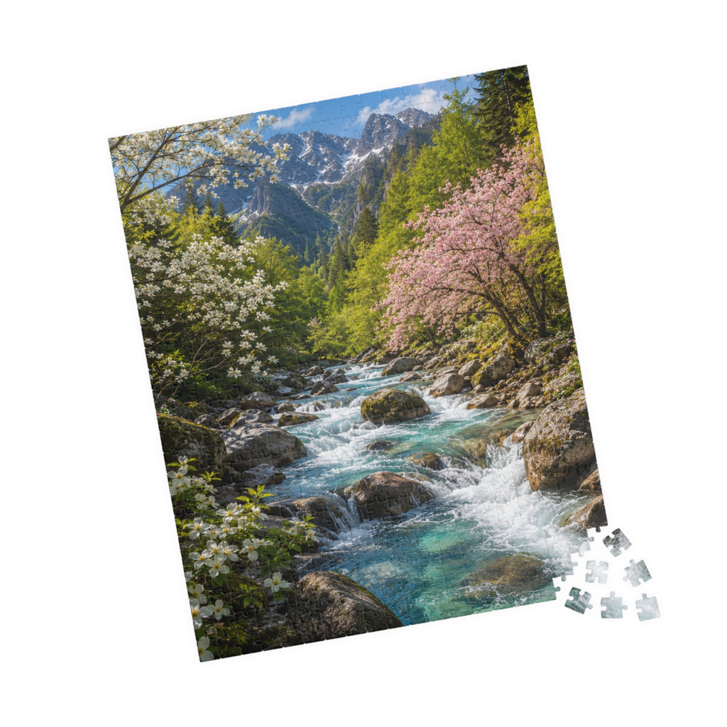 Mountain Spring River Puzzle — Scenic Nature Jigsaw (110/252/520/1014 pcs)