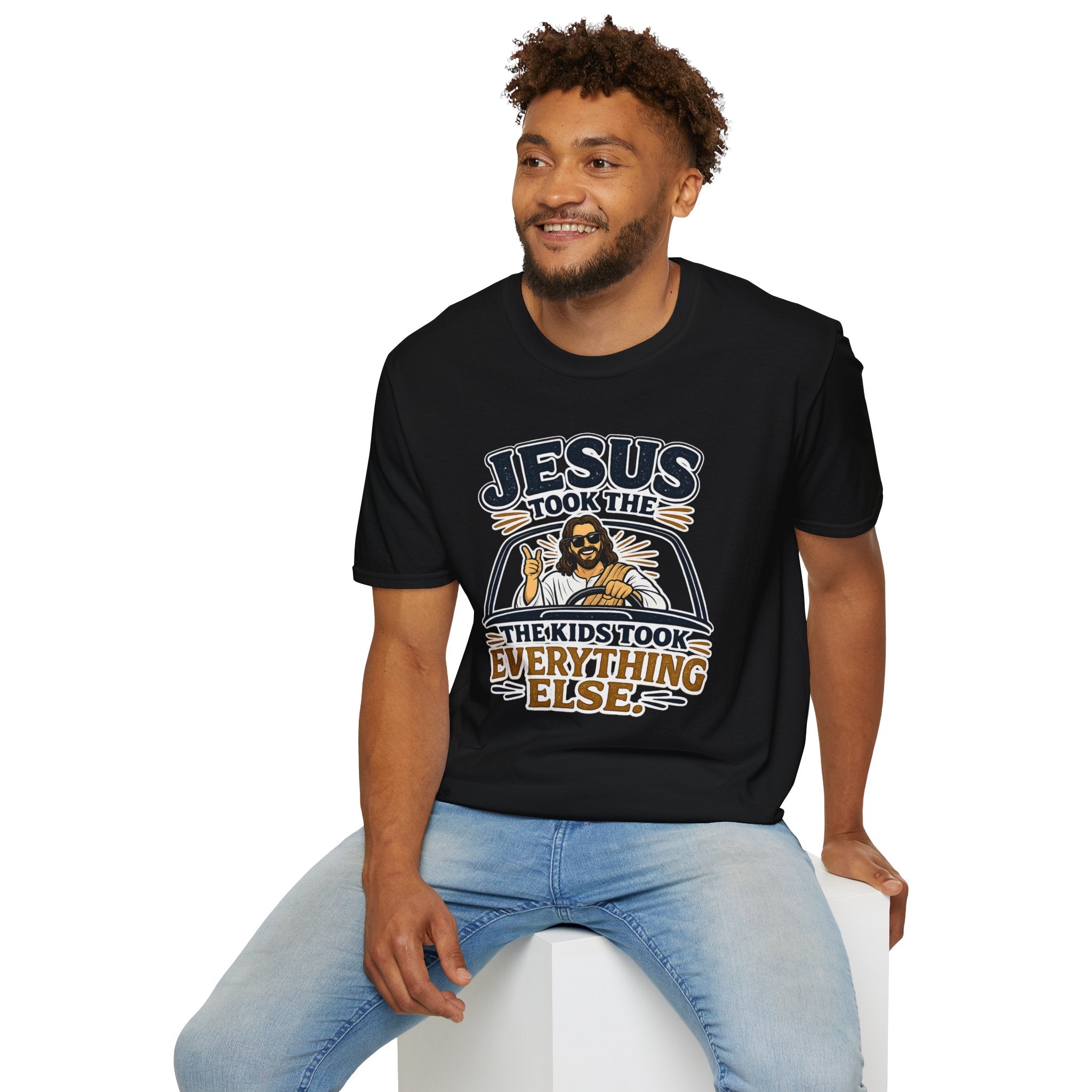Jesus Took The Wheel T‑Shirt — "Jesus Took The Kids Took Everything Else" Christian Graphic Tee