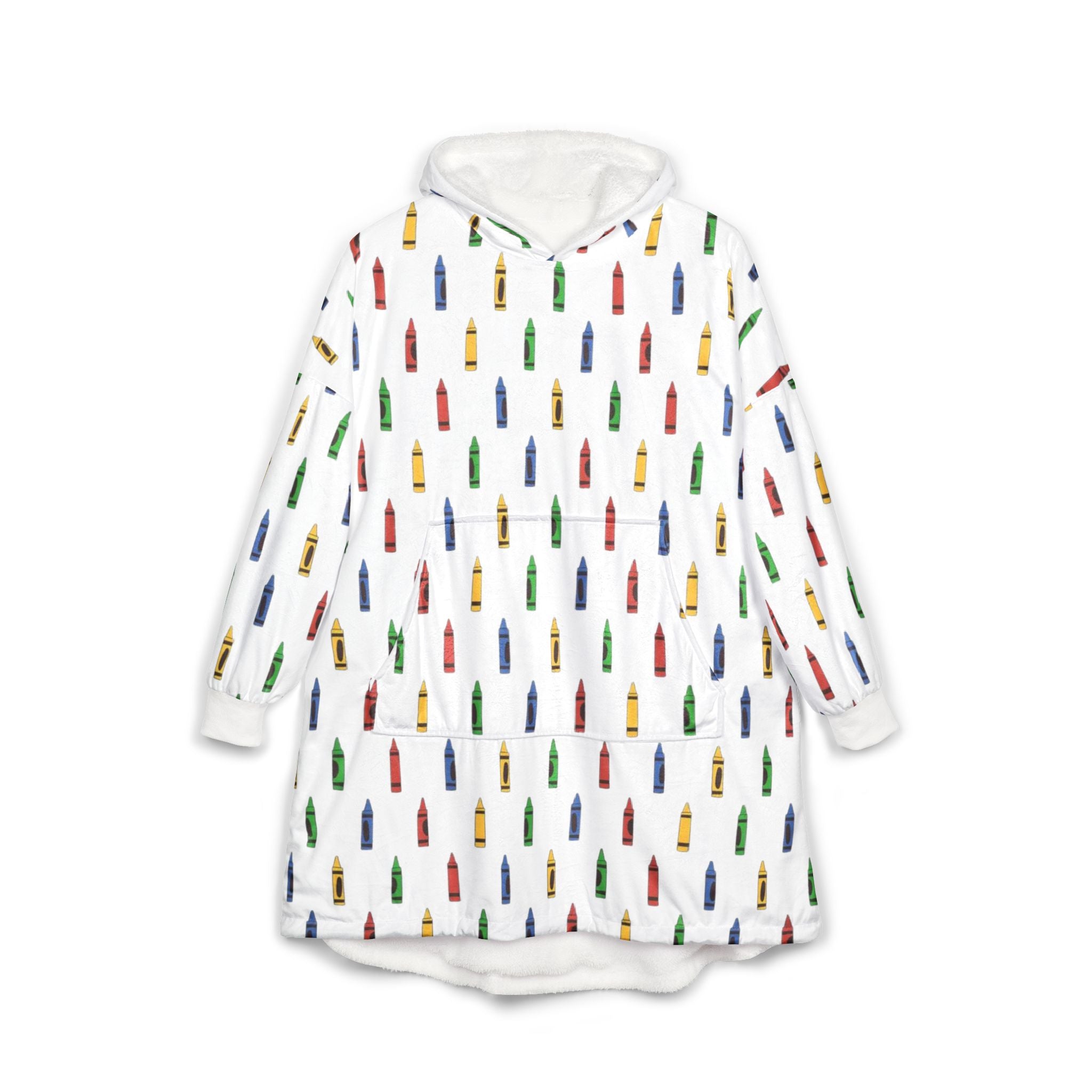 Hooded Blanket with Colorful Crayon Pattern – Cozy Kids & Teacher Gift