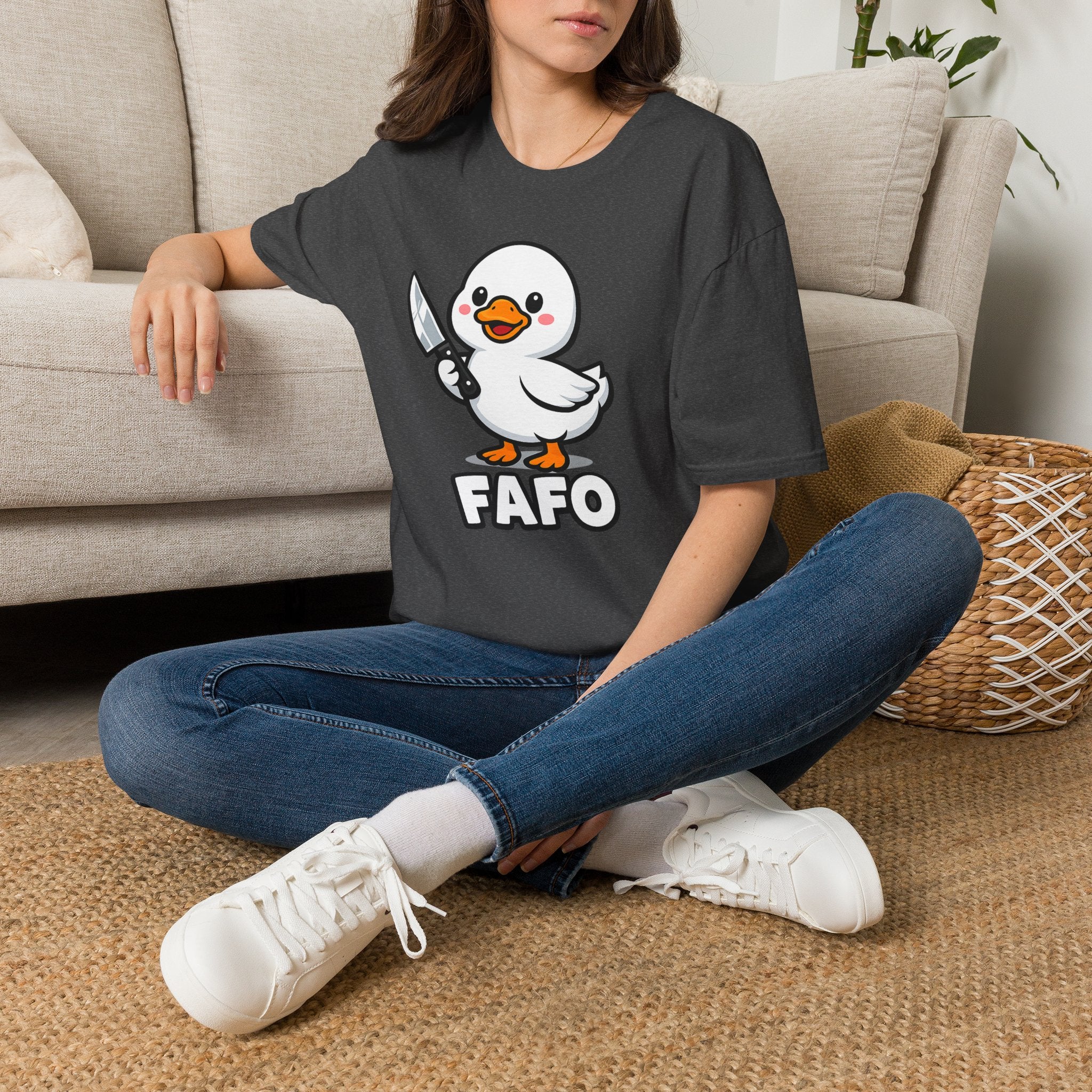 Duck with Knife T-Shirt – Cute FAFO Graphic Tee